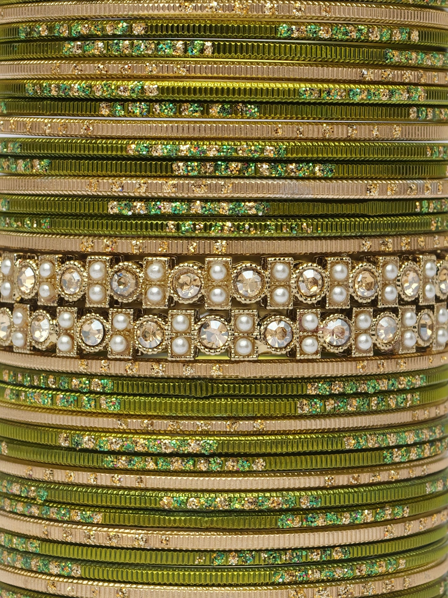 Mehira Two Hand Bangle Set in Mehndi Green