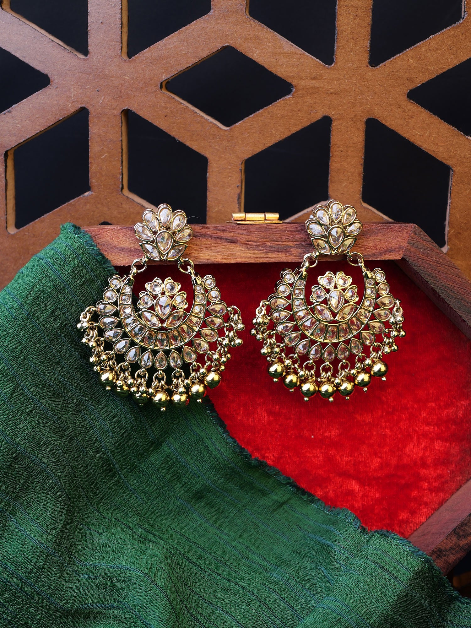 Mehreen Chandbali Earrings in Antique Gold