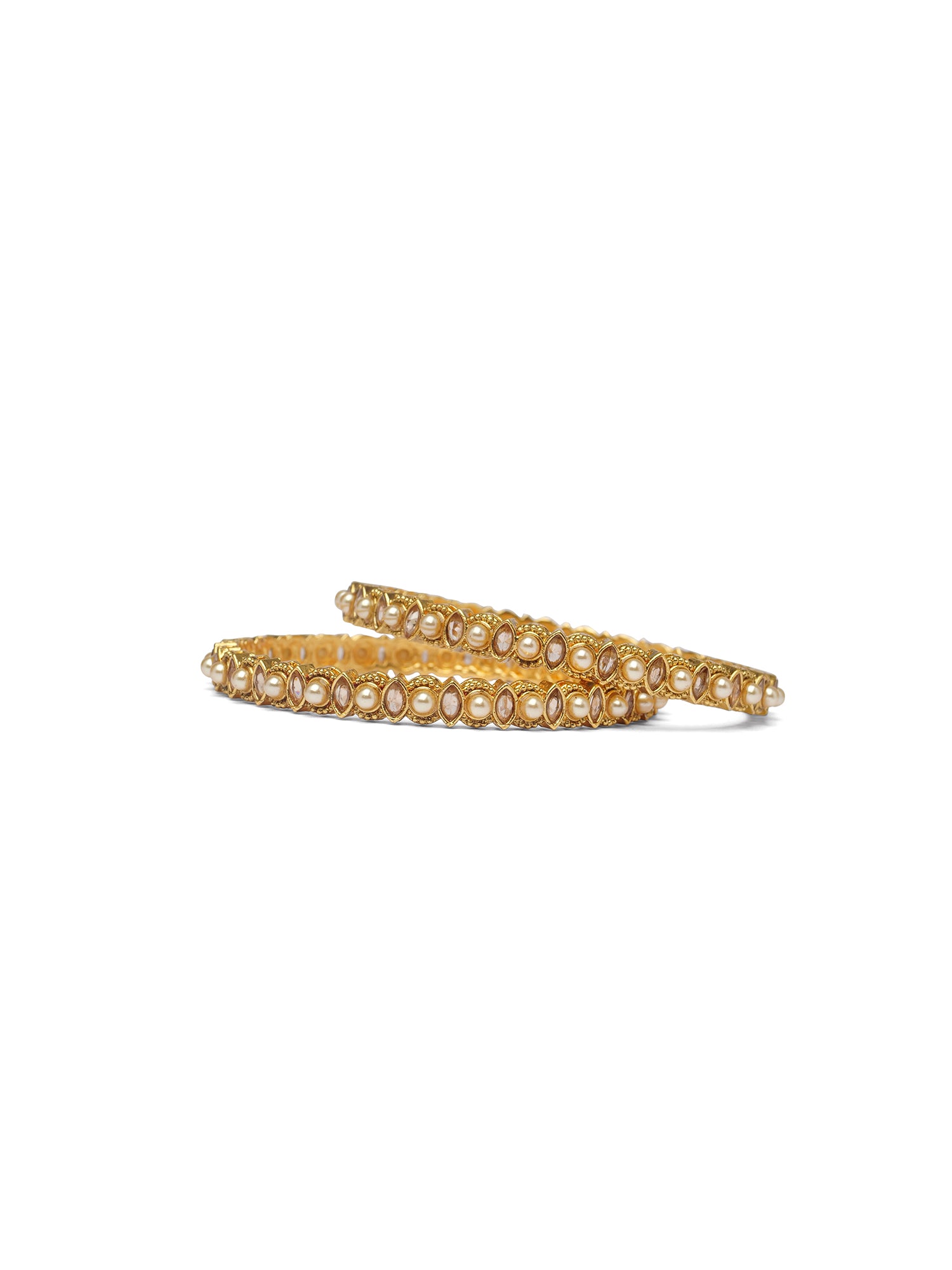 Mehroon Pearl Kada Bangles in Champagne