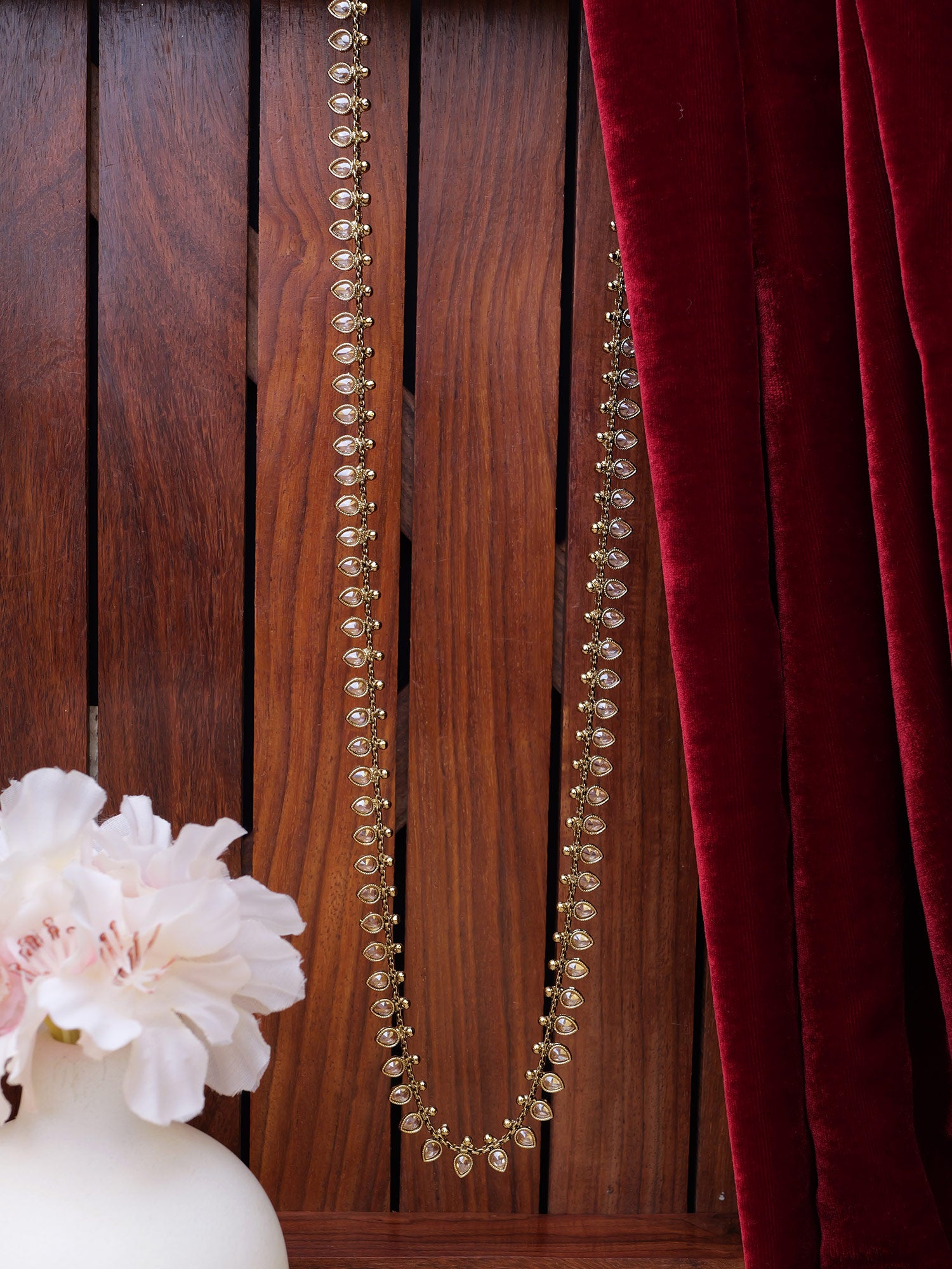 Mehrun Long Chain in Champagne and Antique Gold