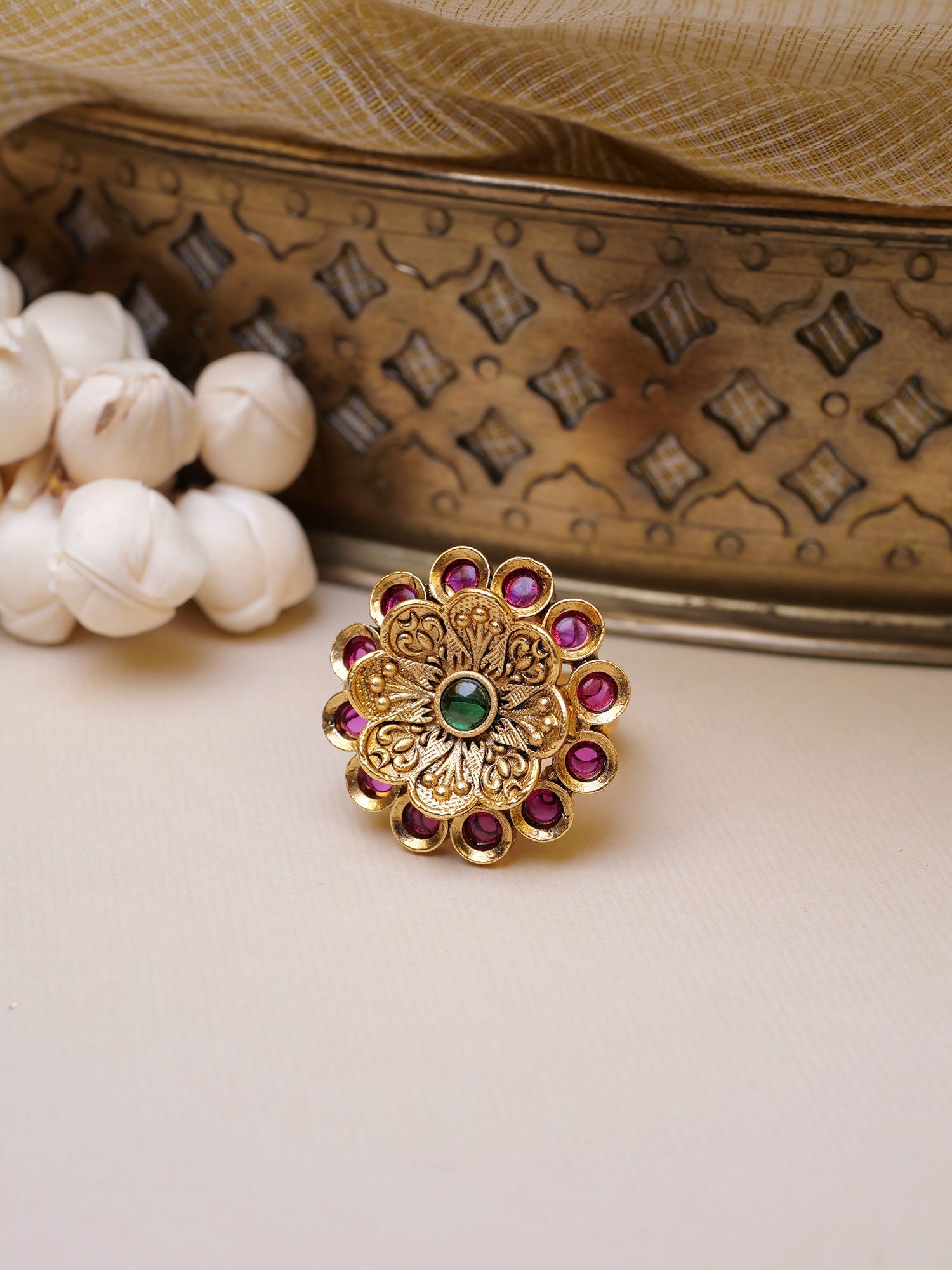 Menaka Gold Style Ring in Multi