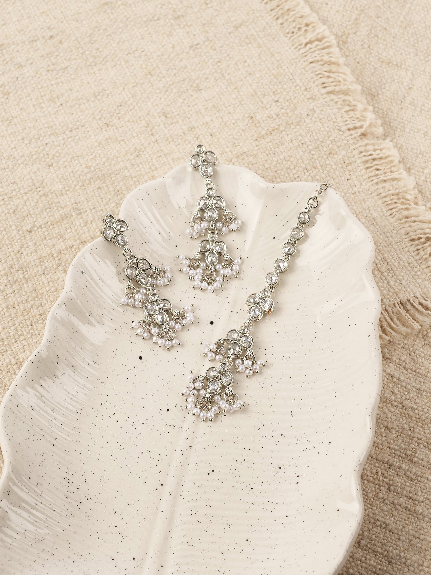Mila Drop Earrings in Rhodium