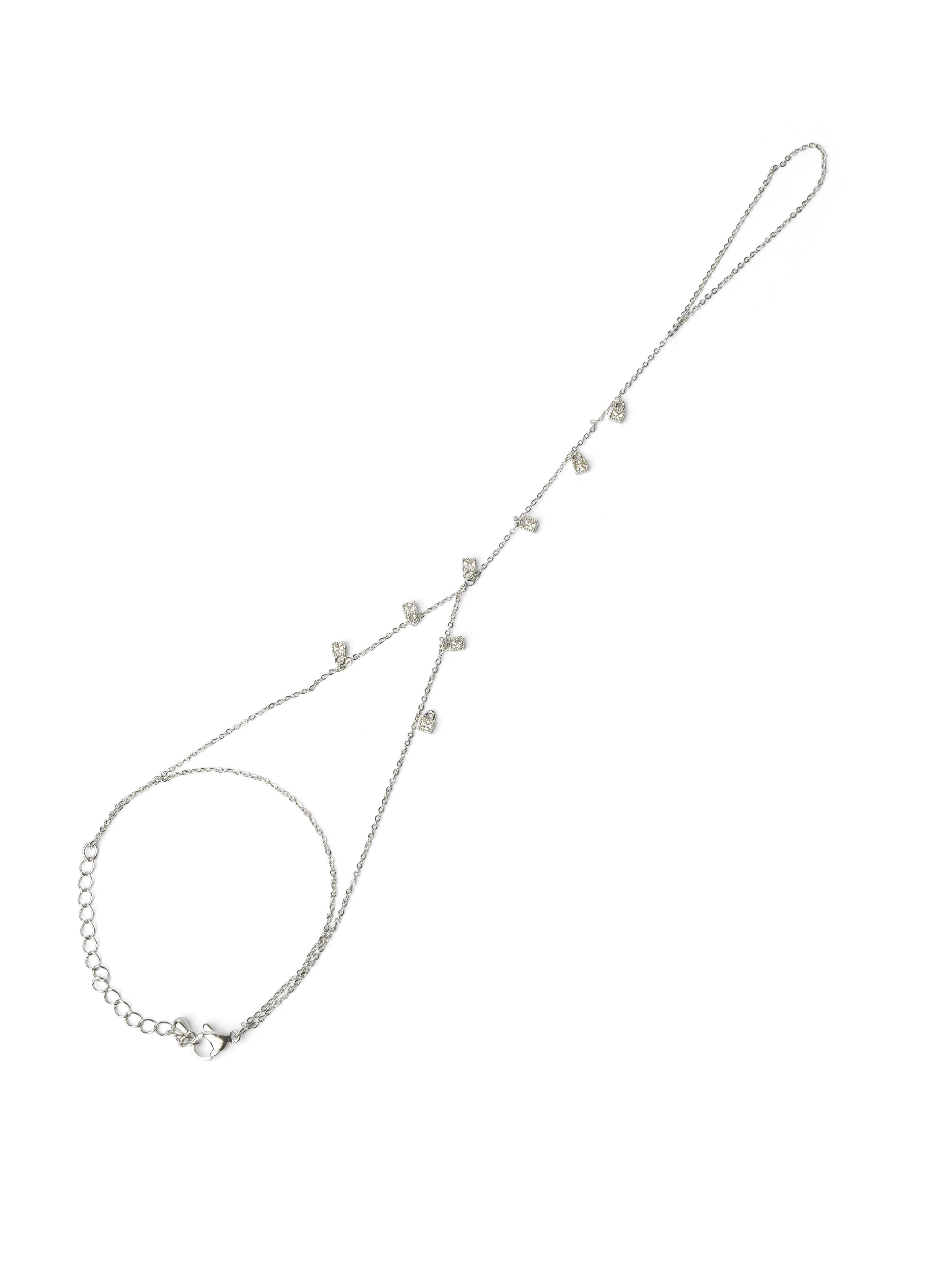 Millie Cubic Zirconia Hand Chain in Rhodium