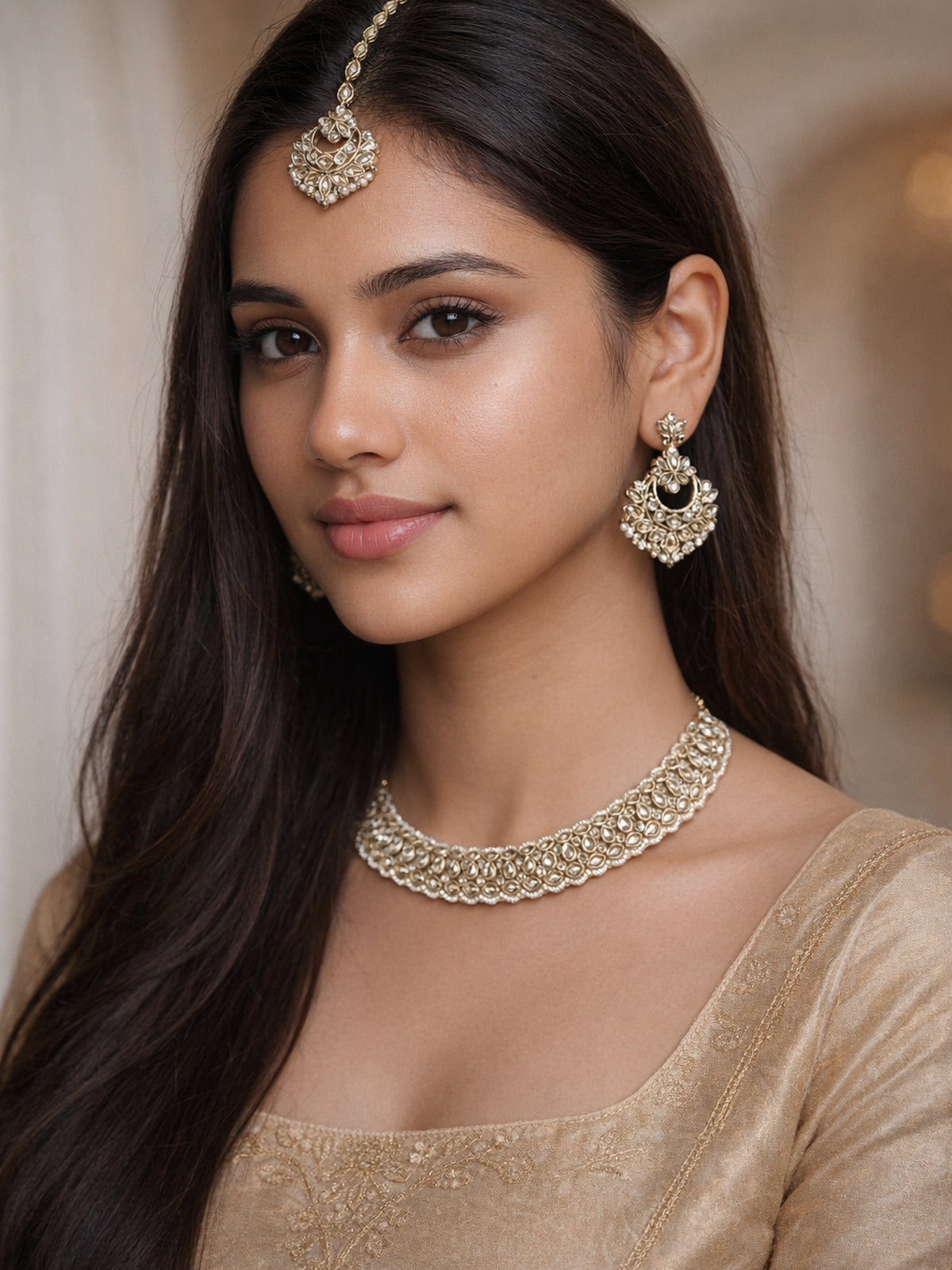 Minal Necklace Set in Champagne 
