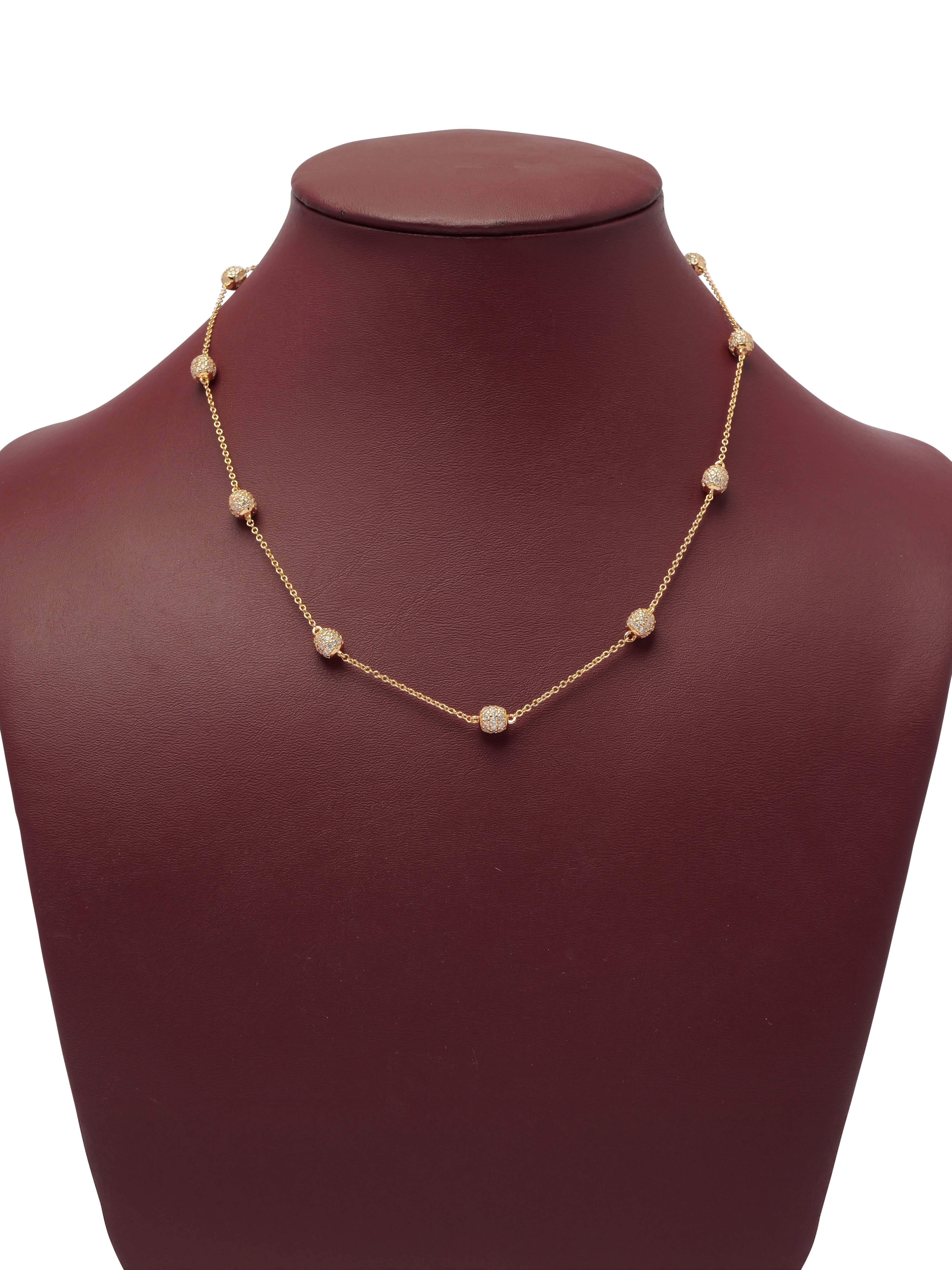 Mini Ball Cubic Zirconia Necklace in Gold