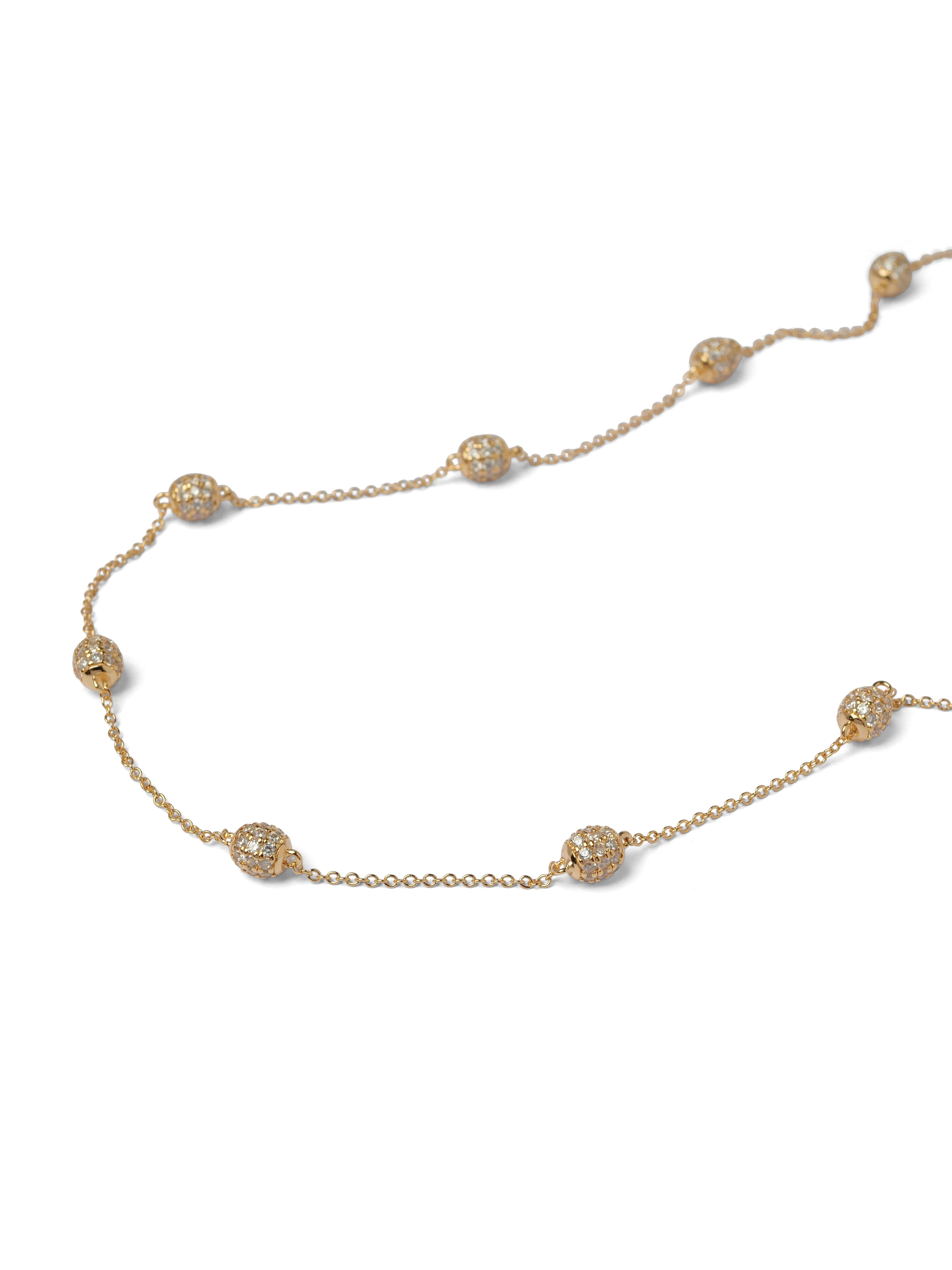 Mini Ball Cubic Zirconia Necklace in Gold