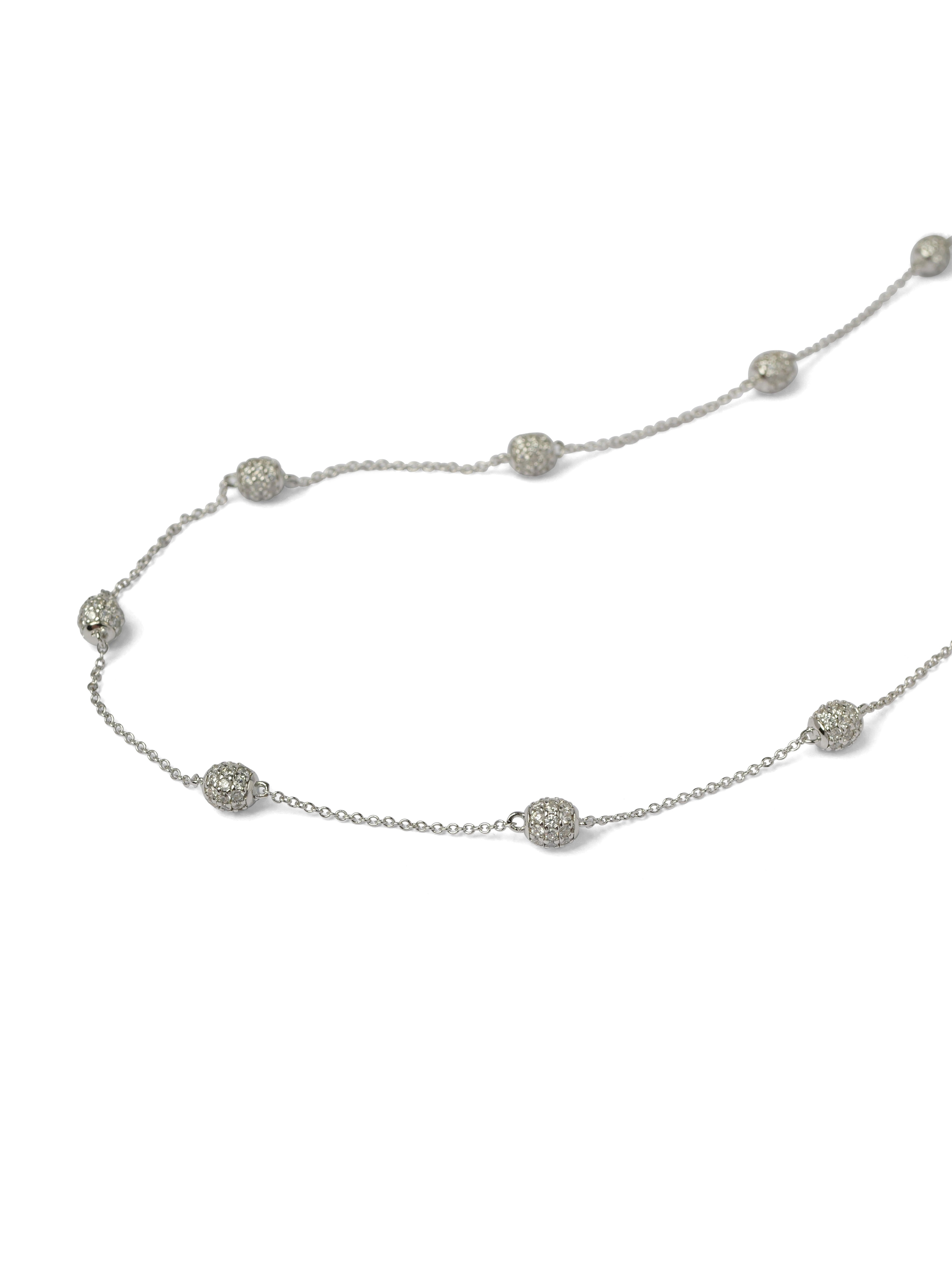 Mini Ball Cubic Zirconia Necklace in Rhodium