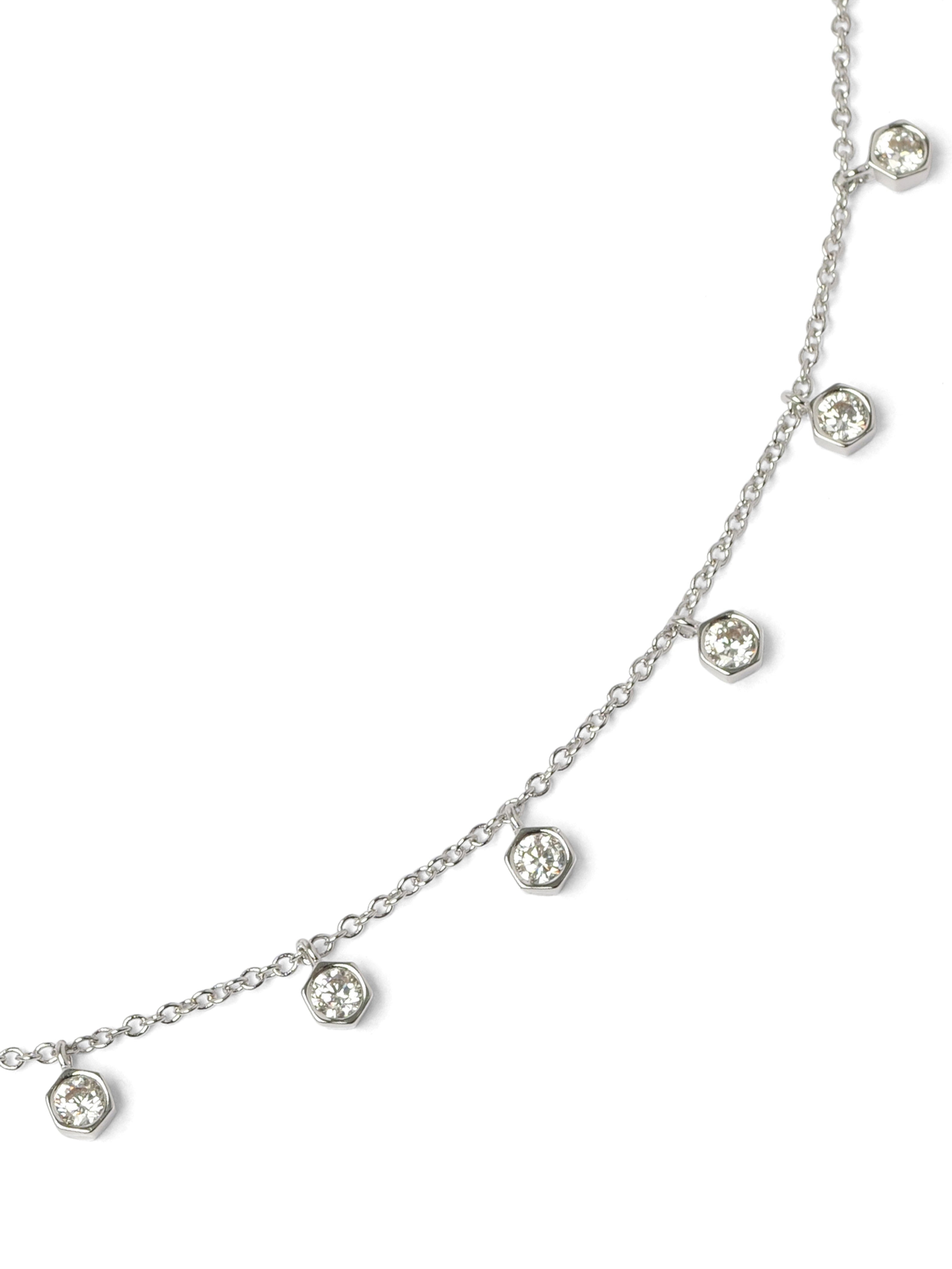 Mini Droplet Cubic Zirconia Necklace in Rhodium