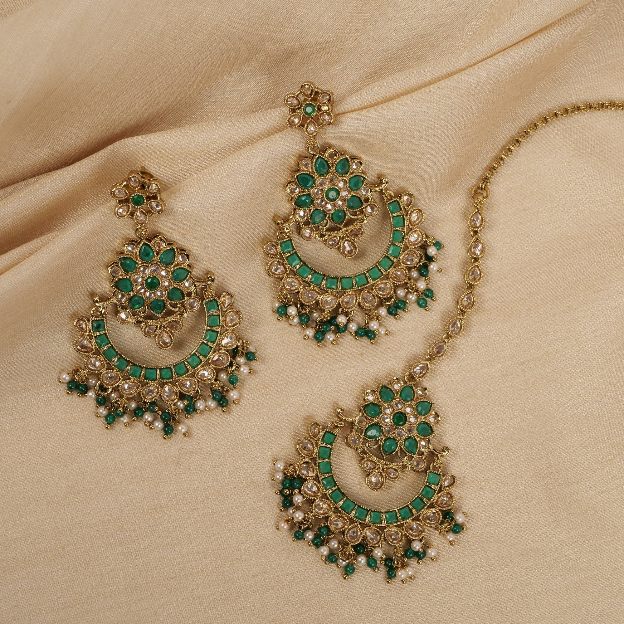 Mira Chandbali Earrings in Green