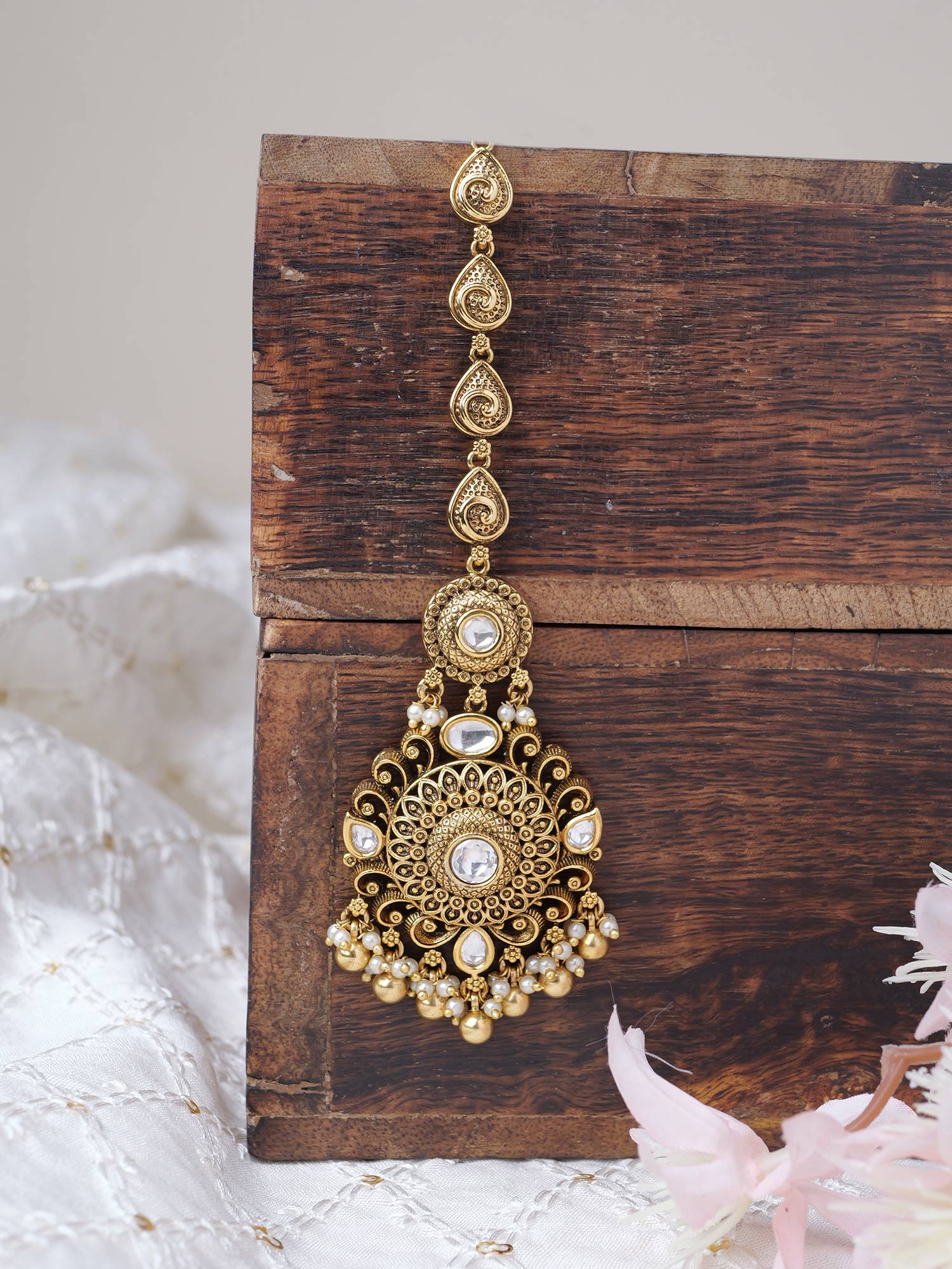 Miraya Maang Tikka in Gold Oxidised