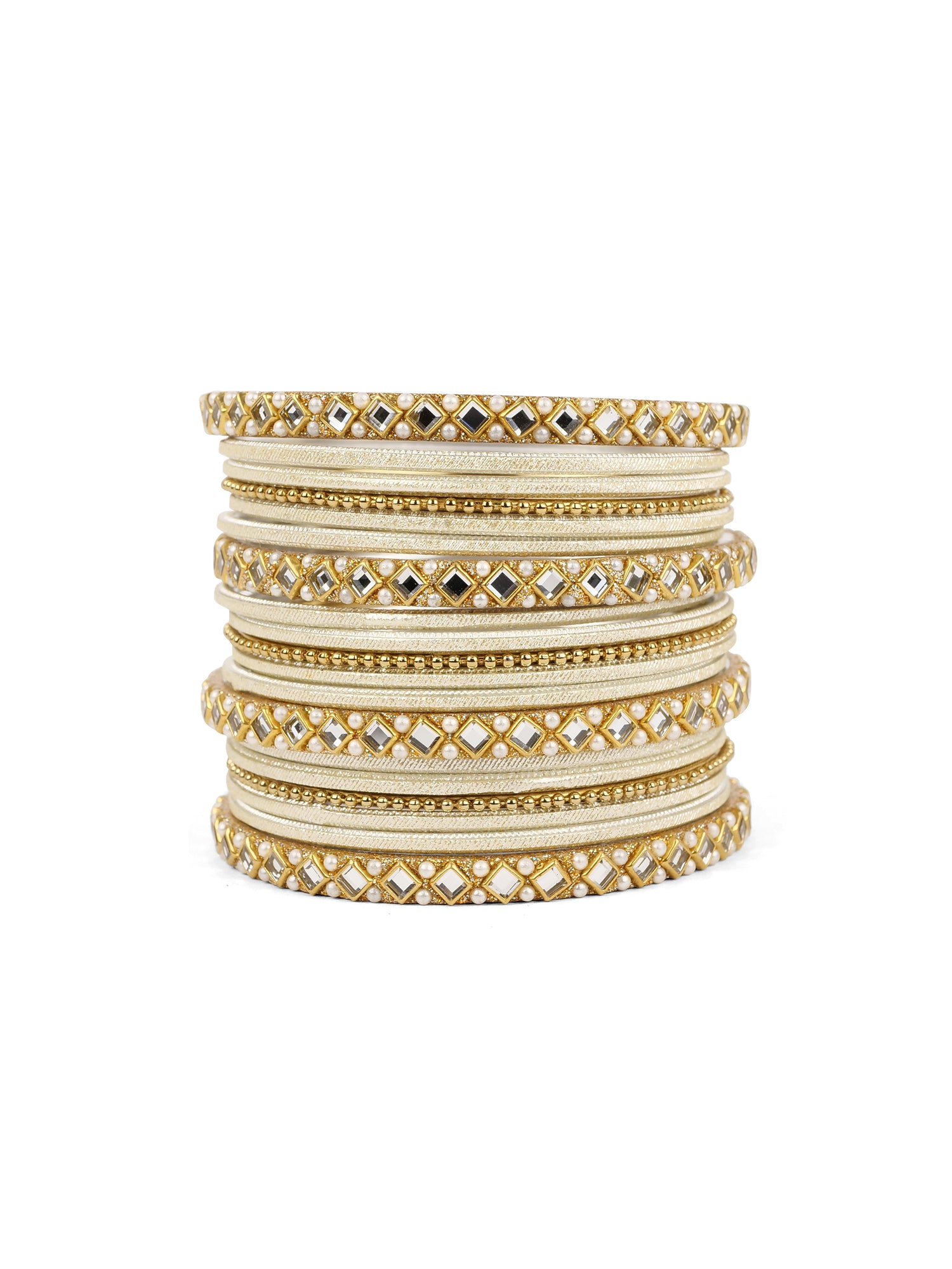 Mirror Shimmer Bangle Set in Cream