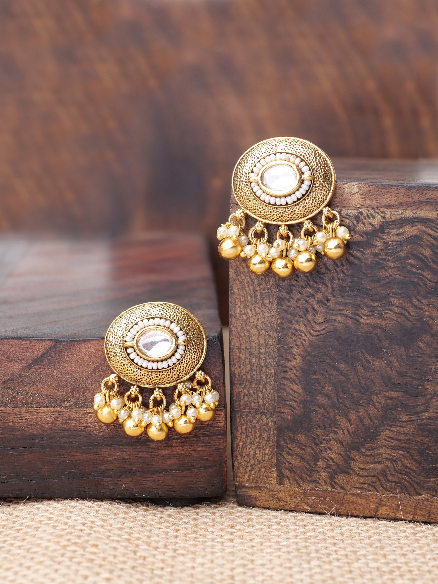 Misha Classic Stud Earrings in White