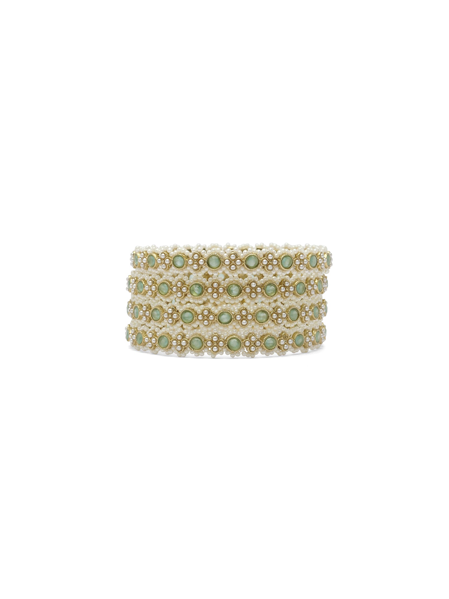 Miva Pearl Kadas in Mint and Antique Gold