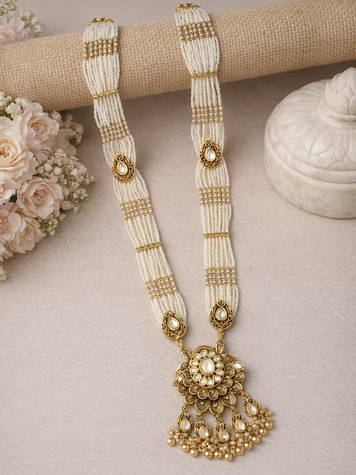 Mohani Kundan Rani Haar in Pearl