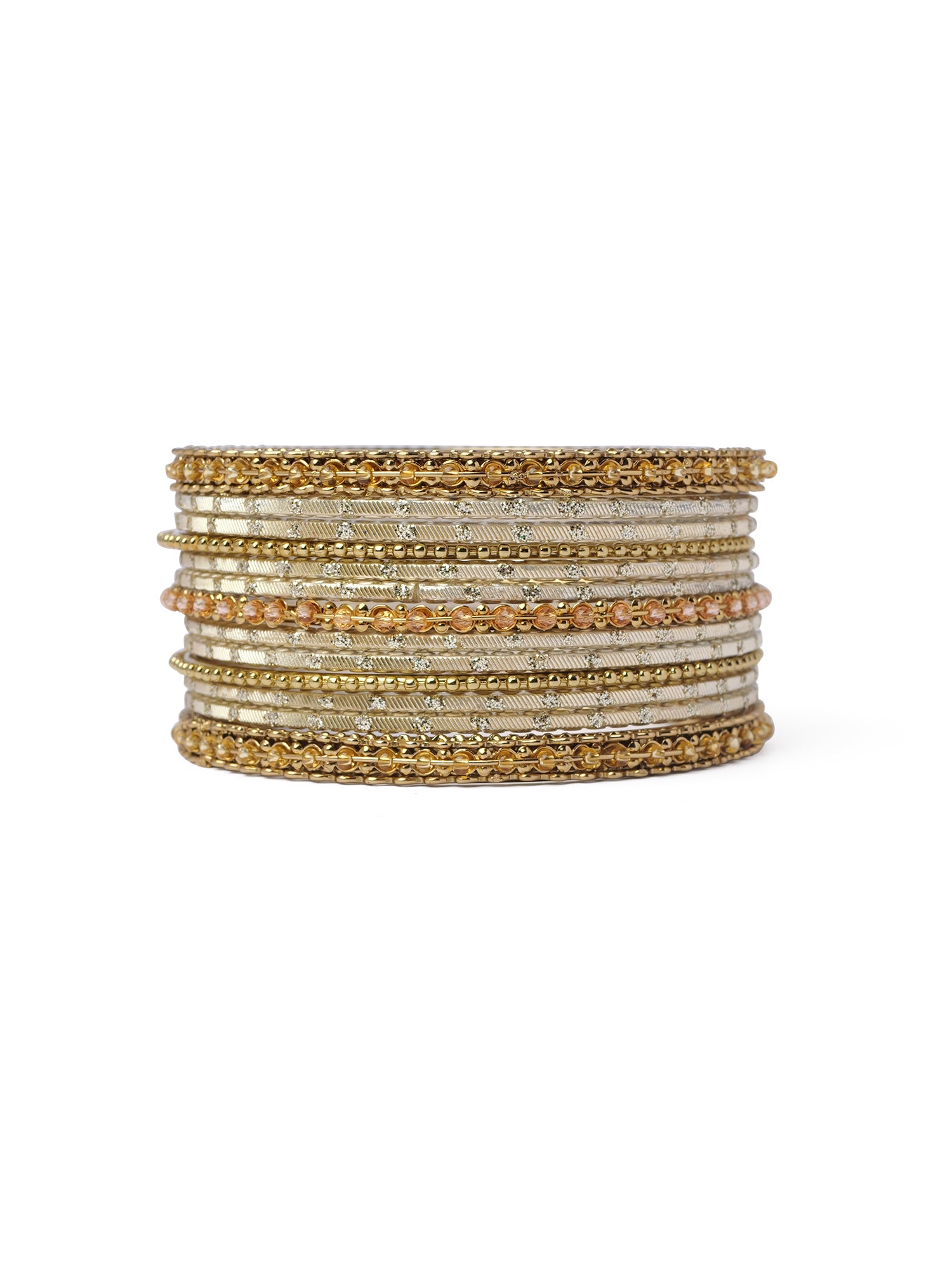 Mohini Bangle Set in Peach and Antique Gold