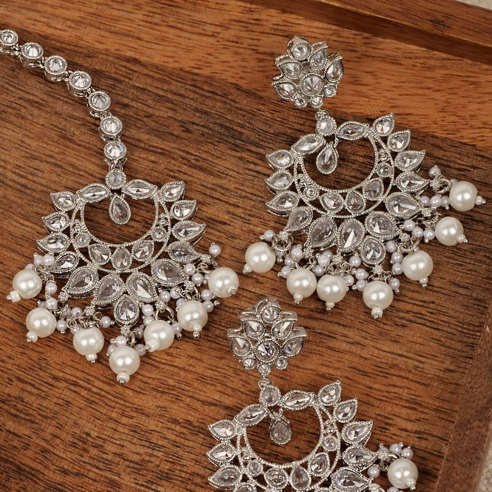 Niara Earrings in Pearl and Rhodium