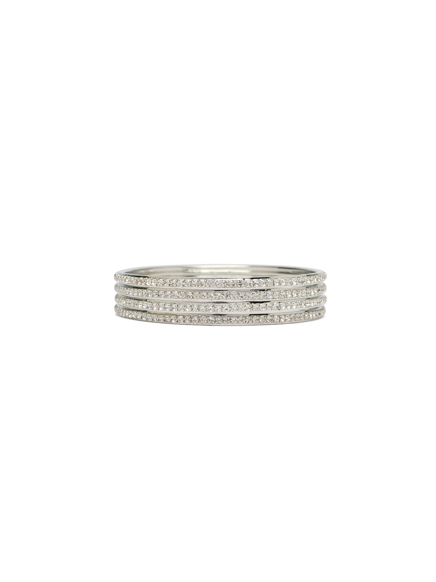 Naaz Diamante Bangles in Rhodium