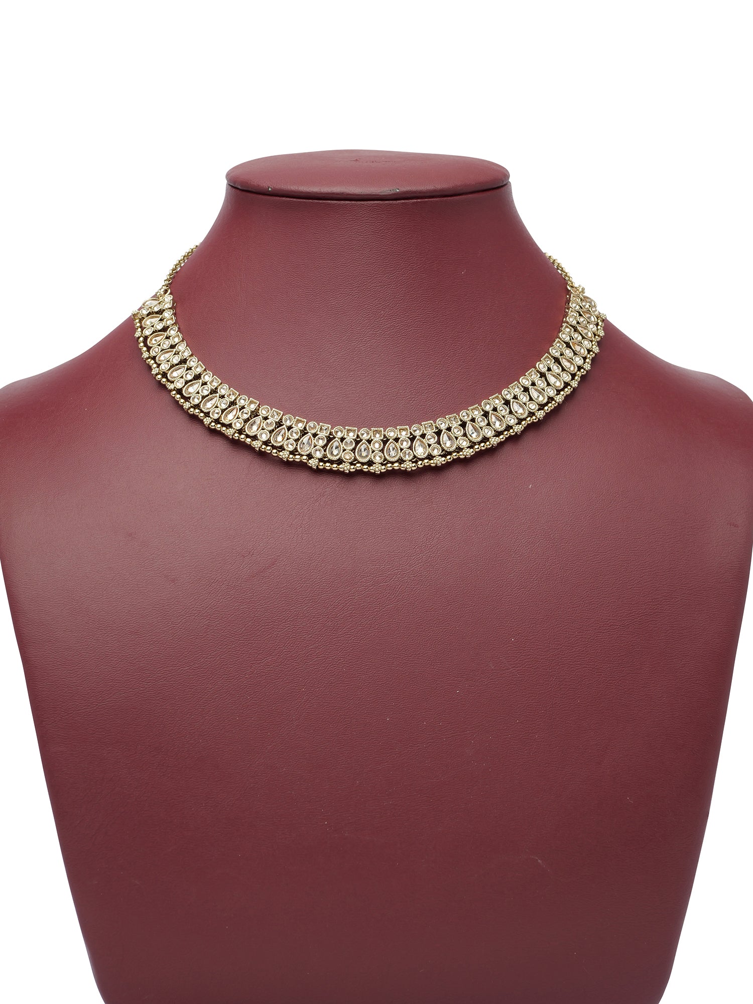 Naina Simple Necklace Set in Antique Gold
