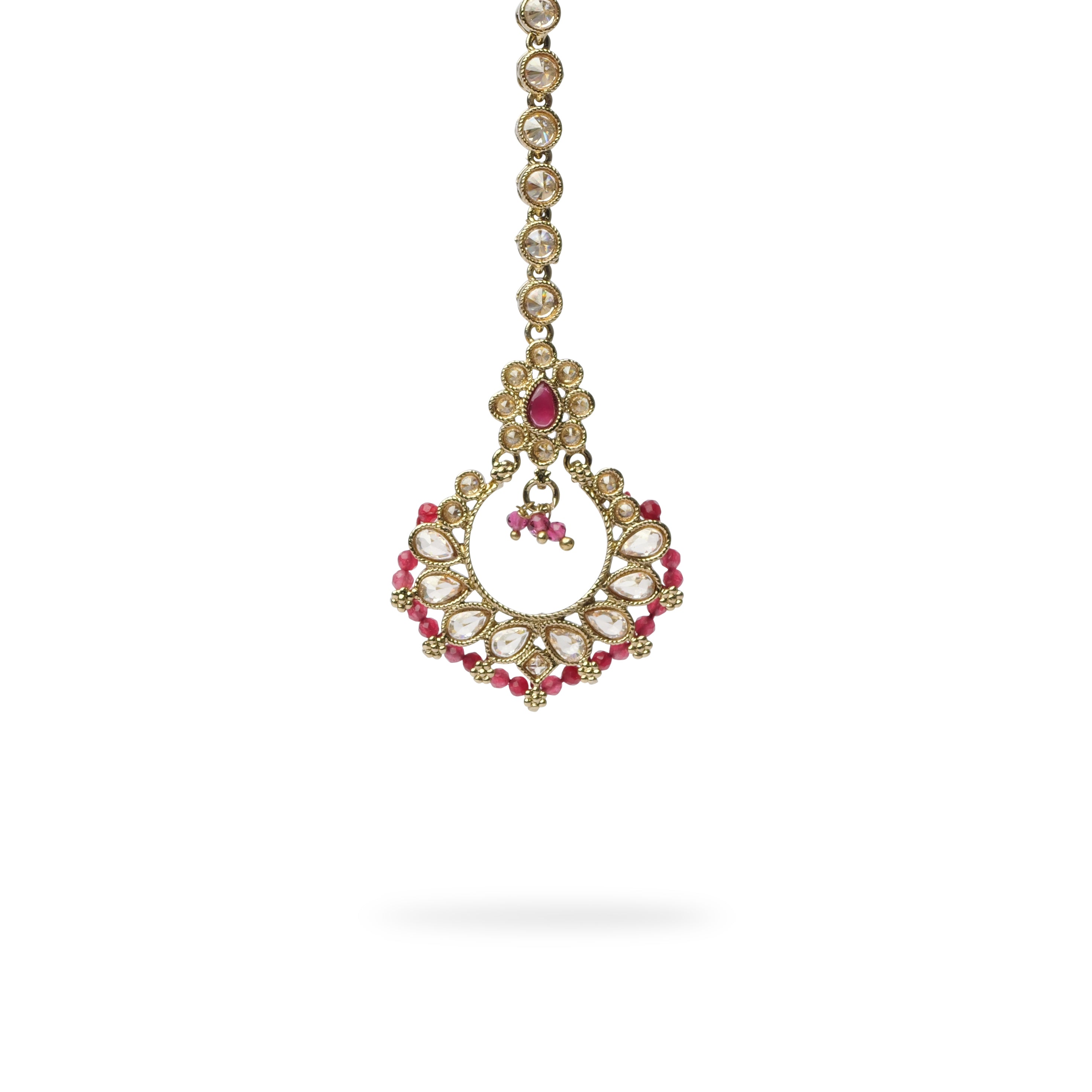 Naina Simple Necklace Set in Hot Pink