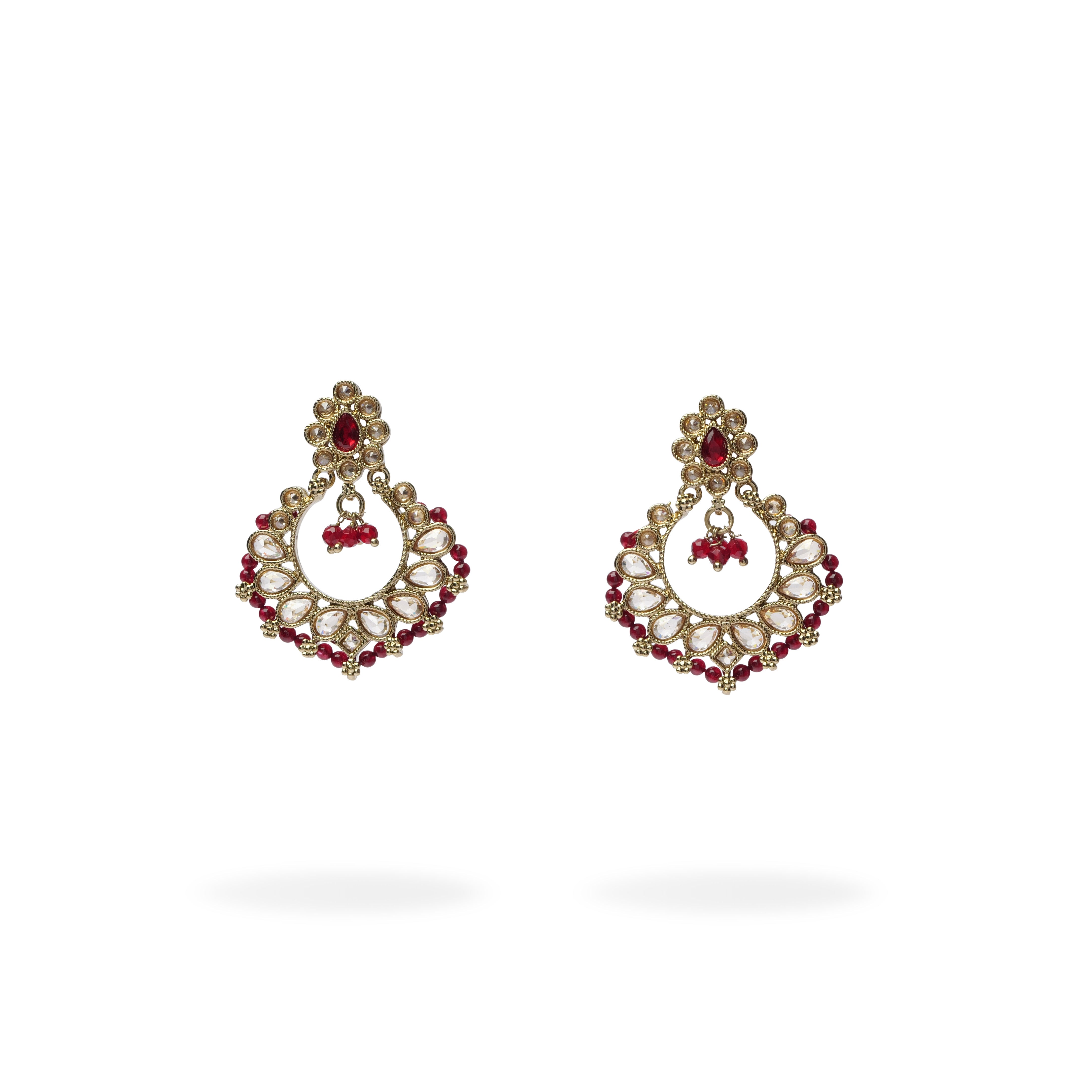 Naina Simple Necklace Set in Maroon