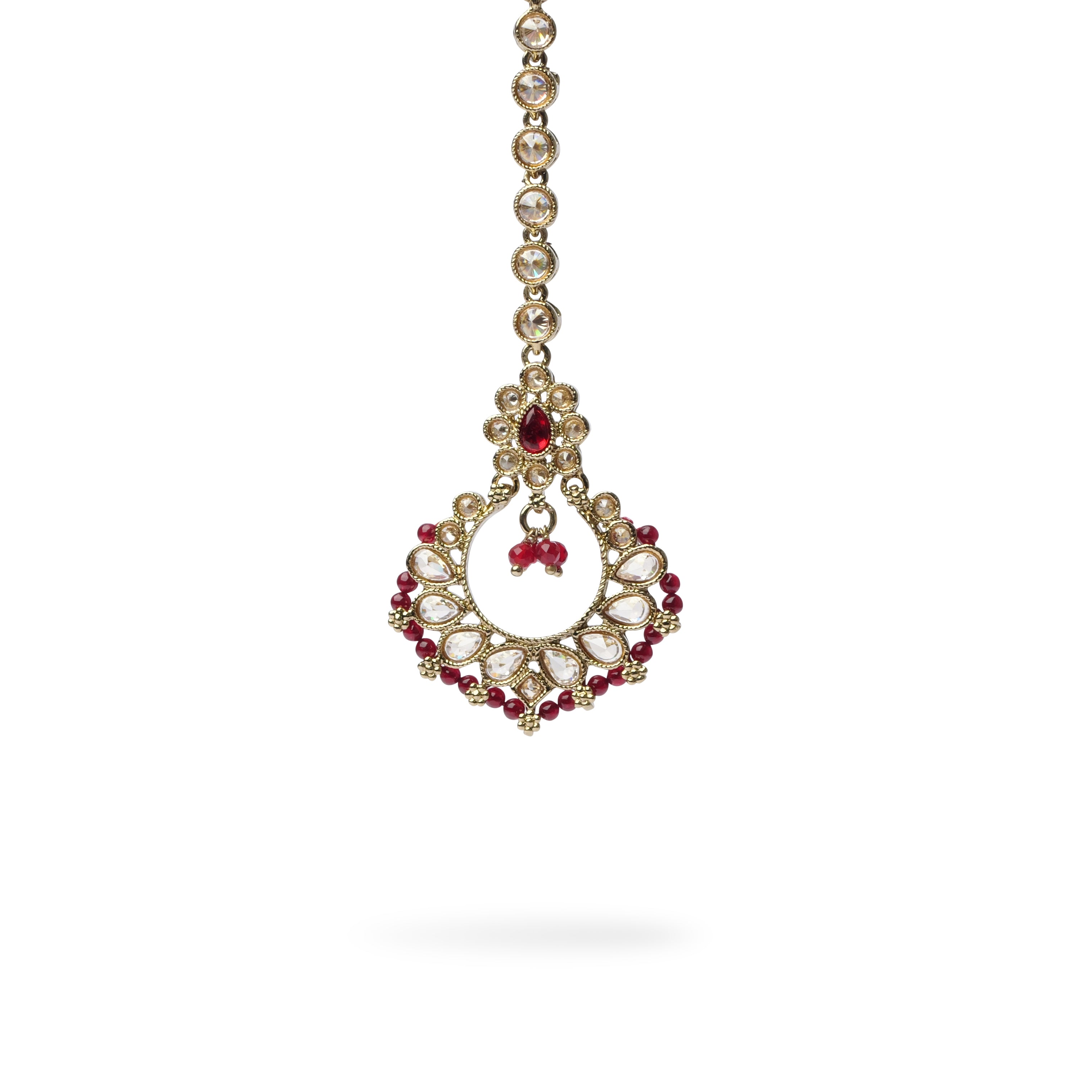 Naina Simple Necklace Set in Maroon