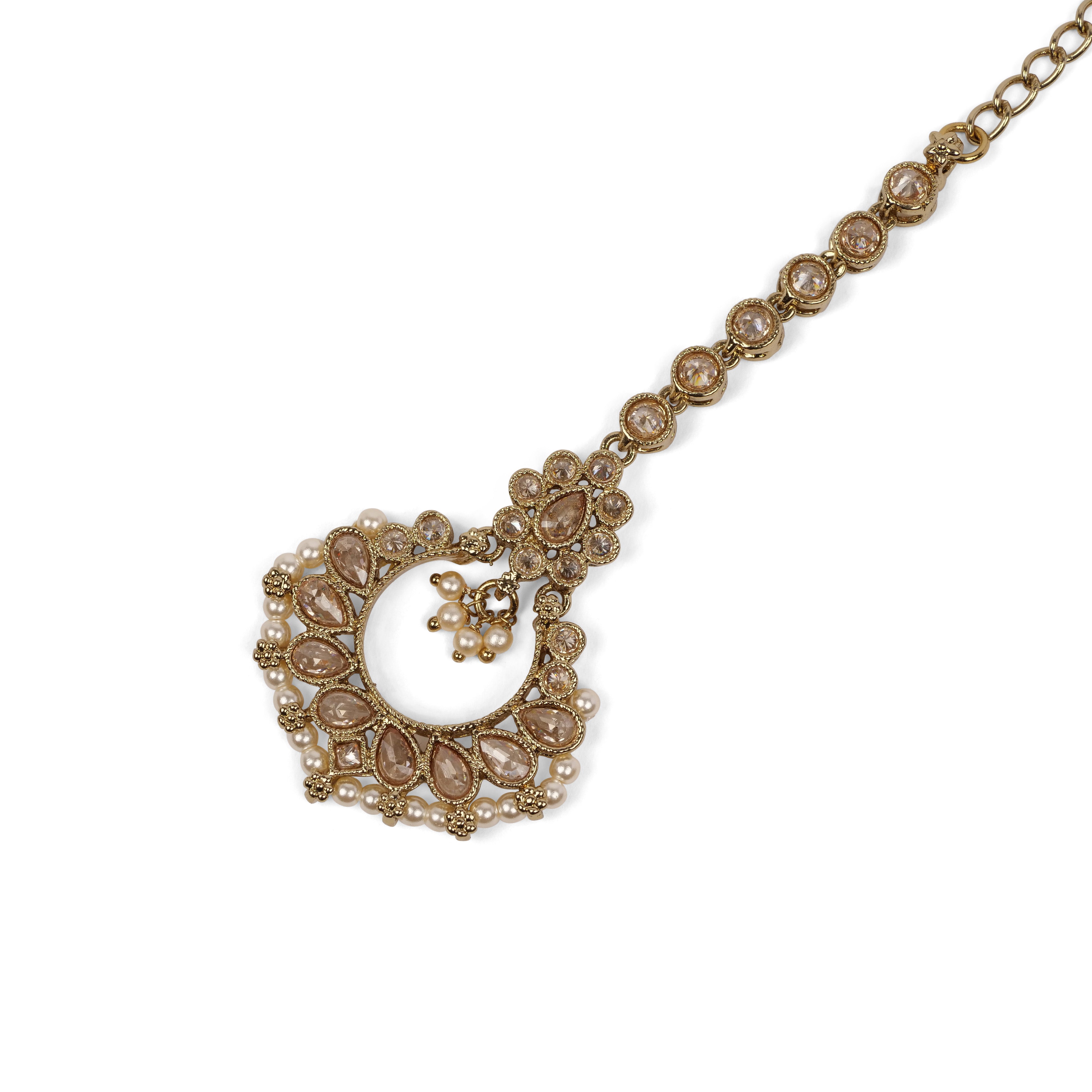 Naina Simple Necklace Set in Light Topaz