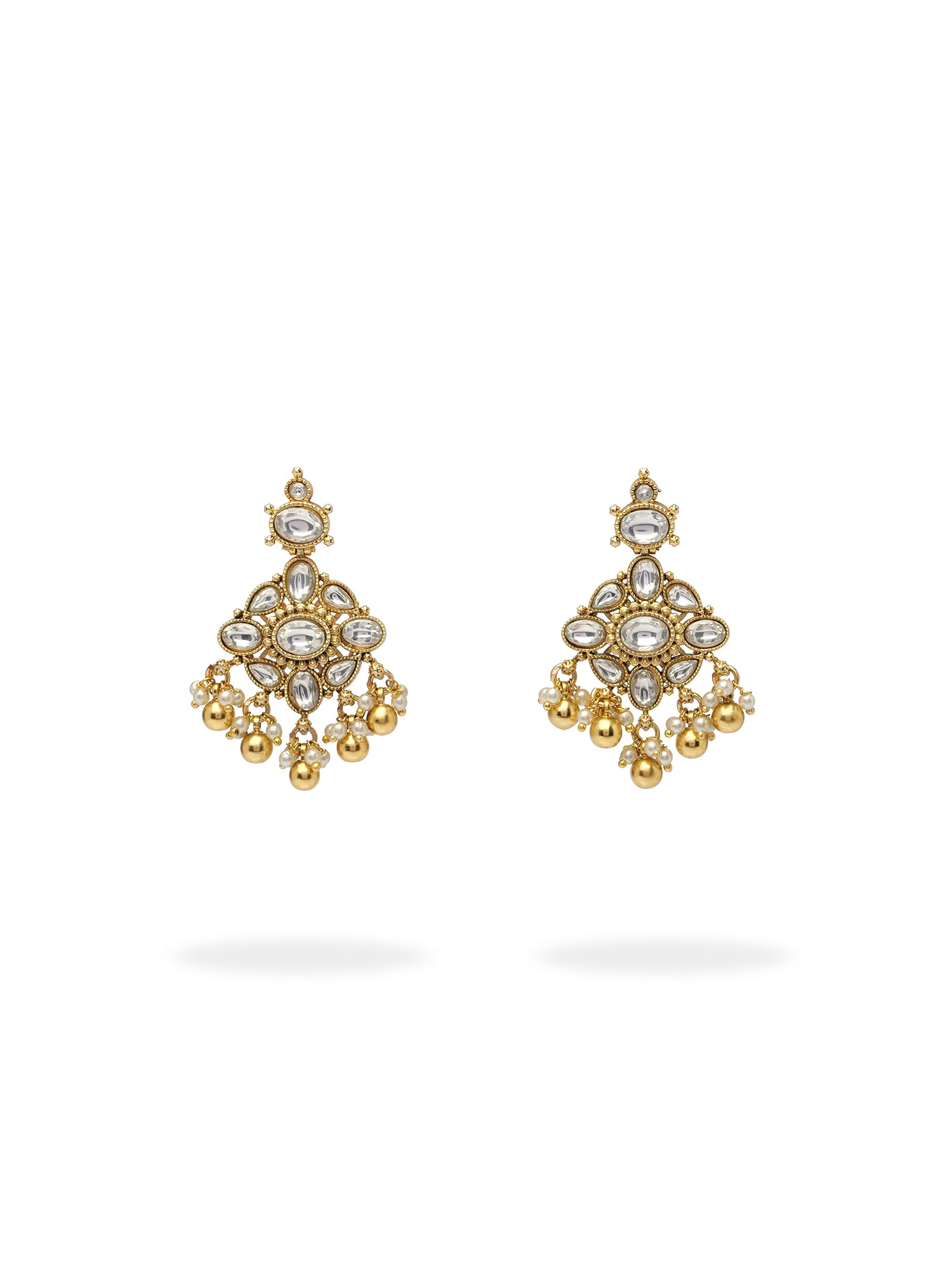 Nakshi Kundan Earrings in White