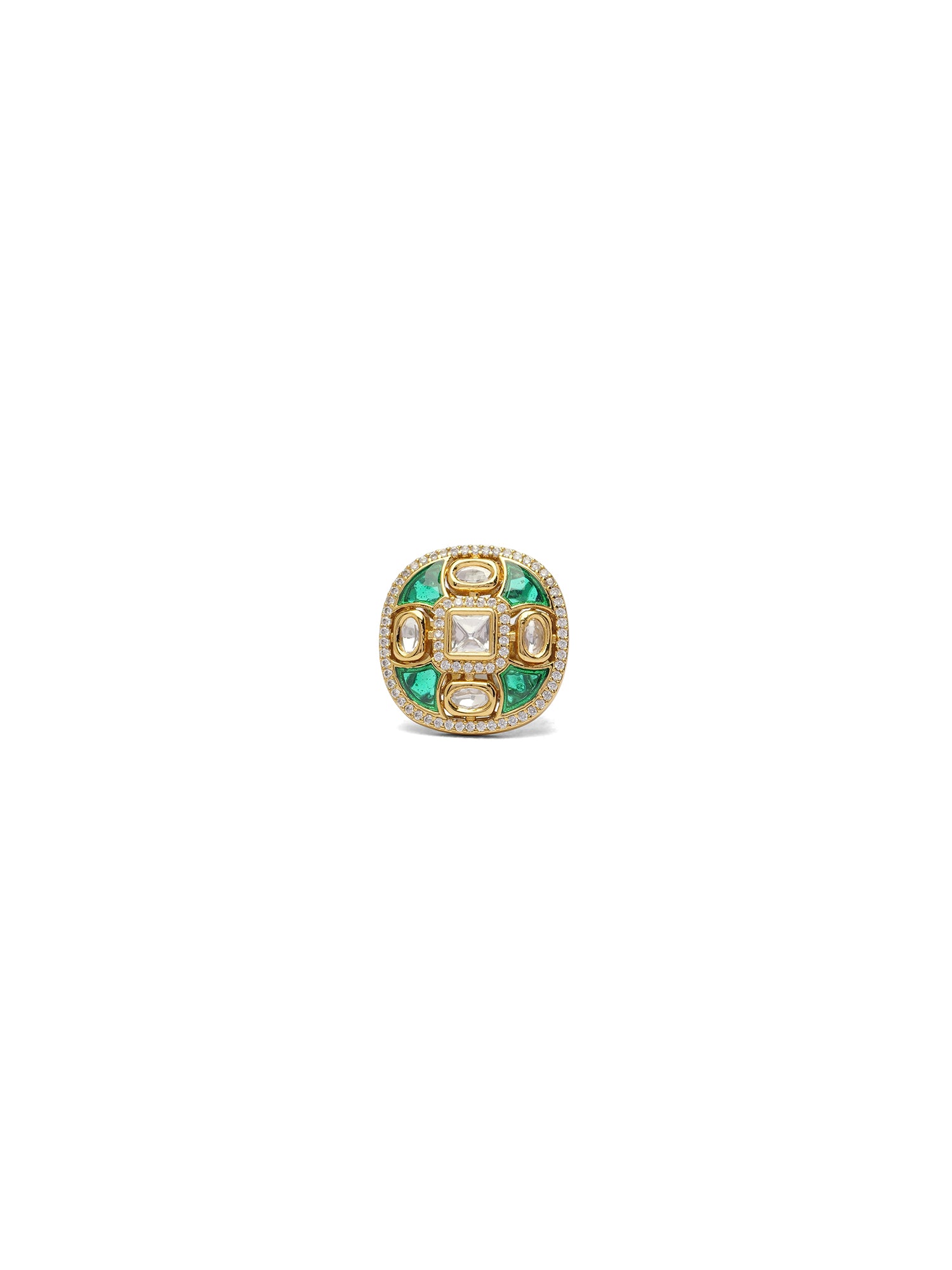 Nalini Kundan Ring in Green