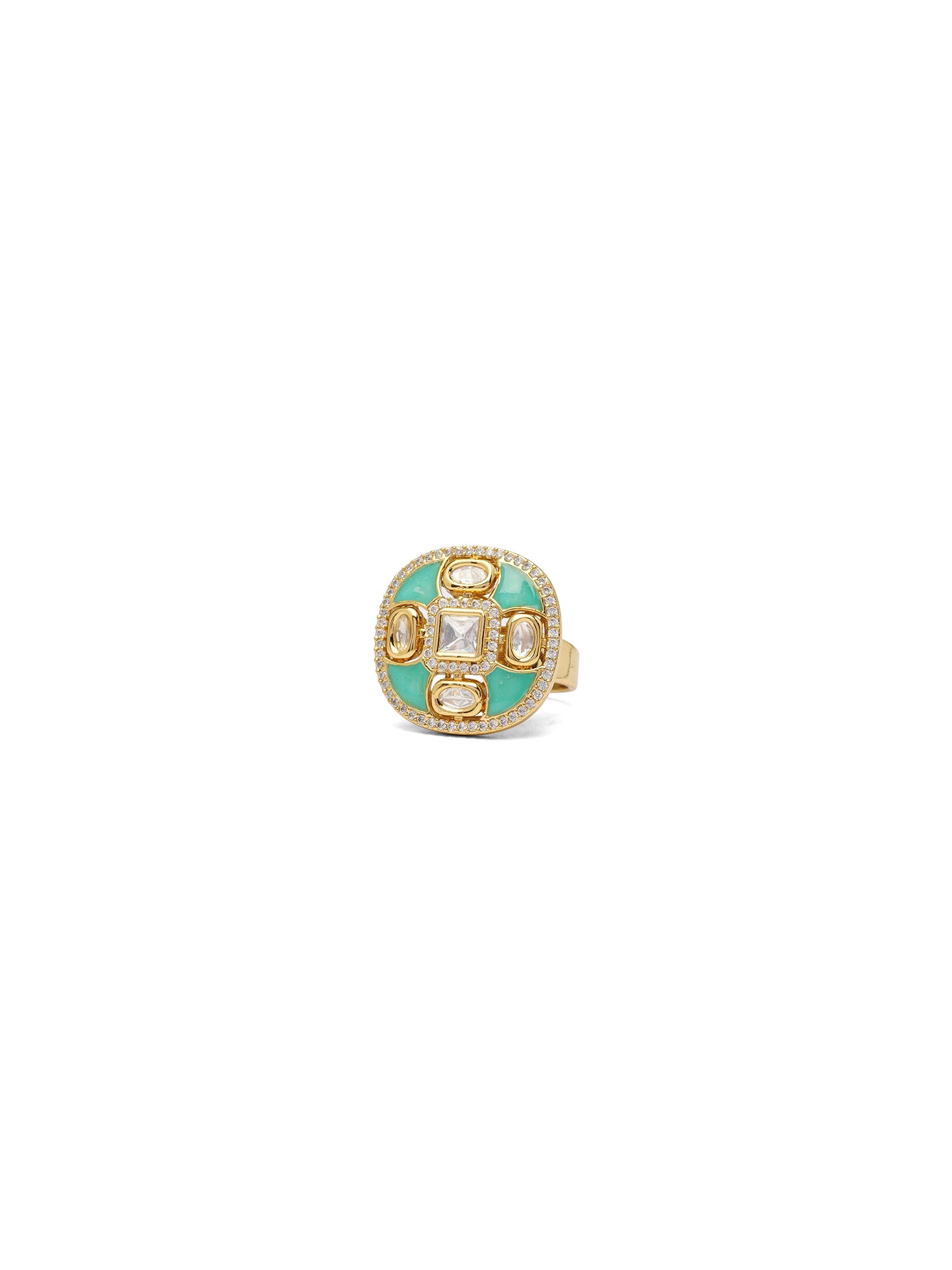 Nalini Kundan Ring in Pastel Jade