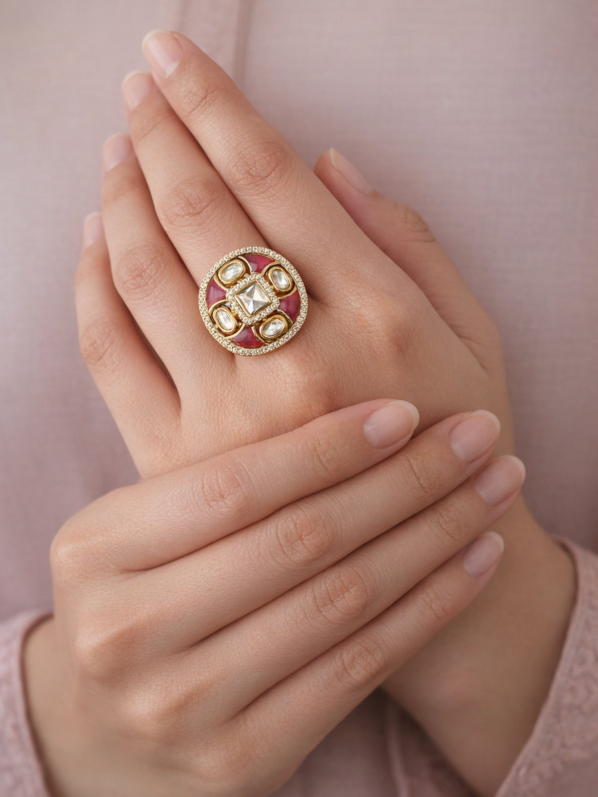 Nalini Kundan Ring in Ruby 