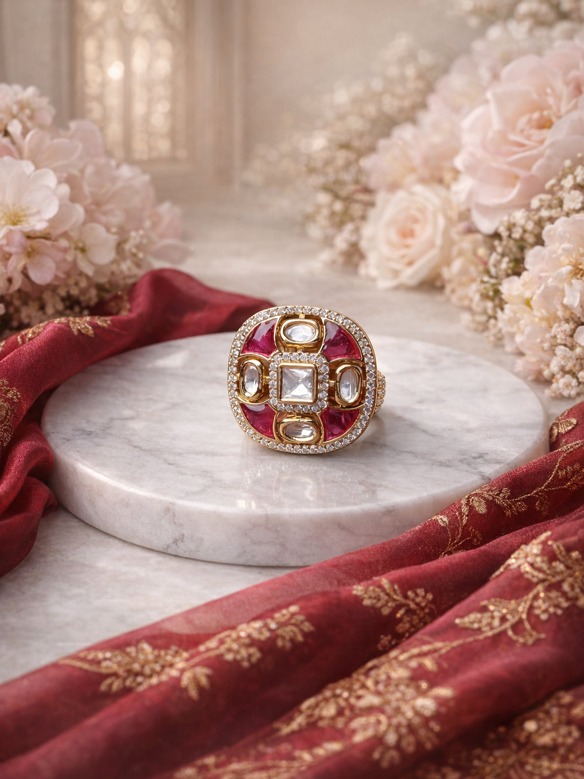 Nalini Kundan Ring in Ruby 