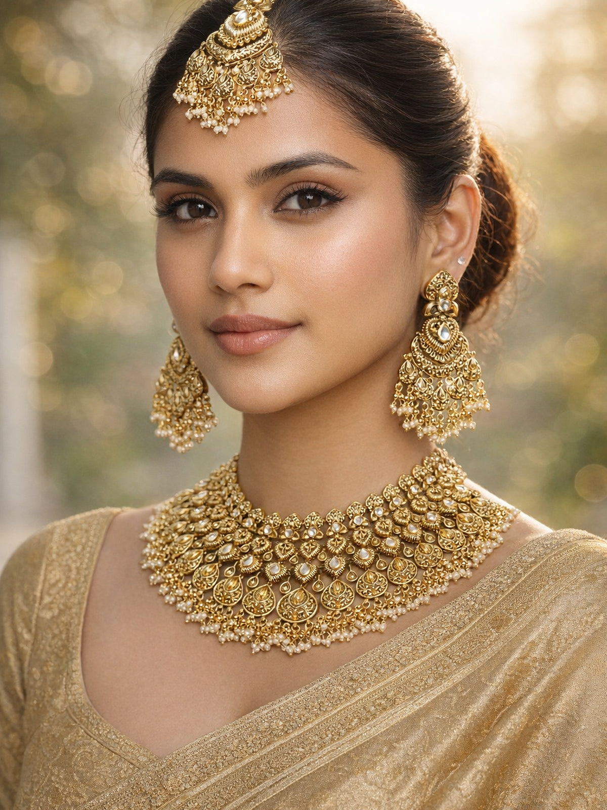 Nandita Classic Bridal Necklace Set in White