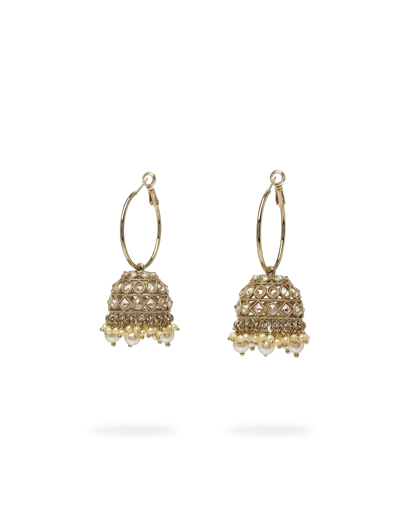 Nareen Jhumka Hoops in Pearl and Champagne
