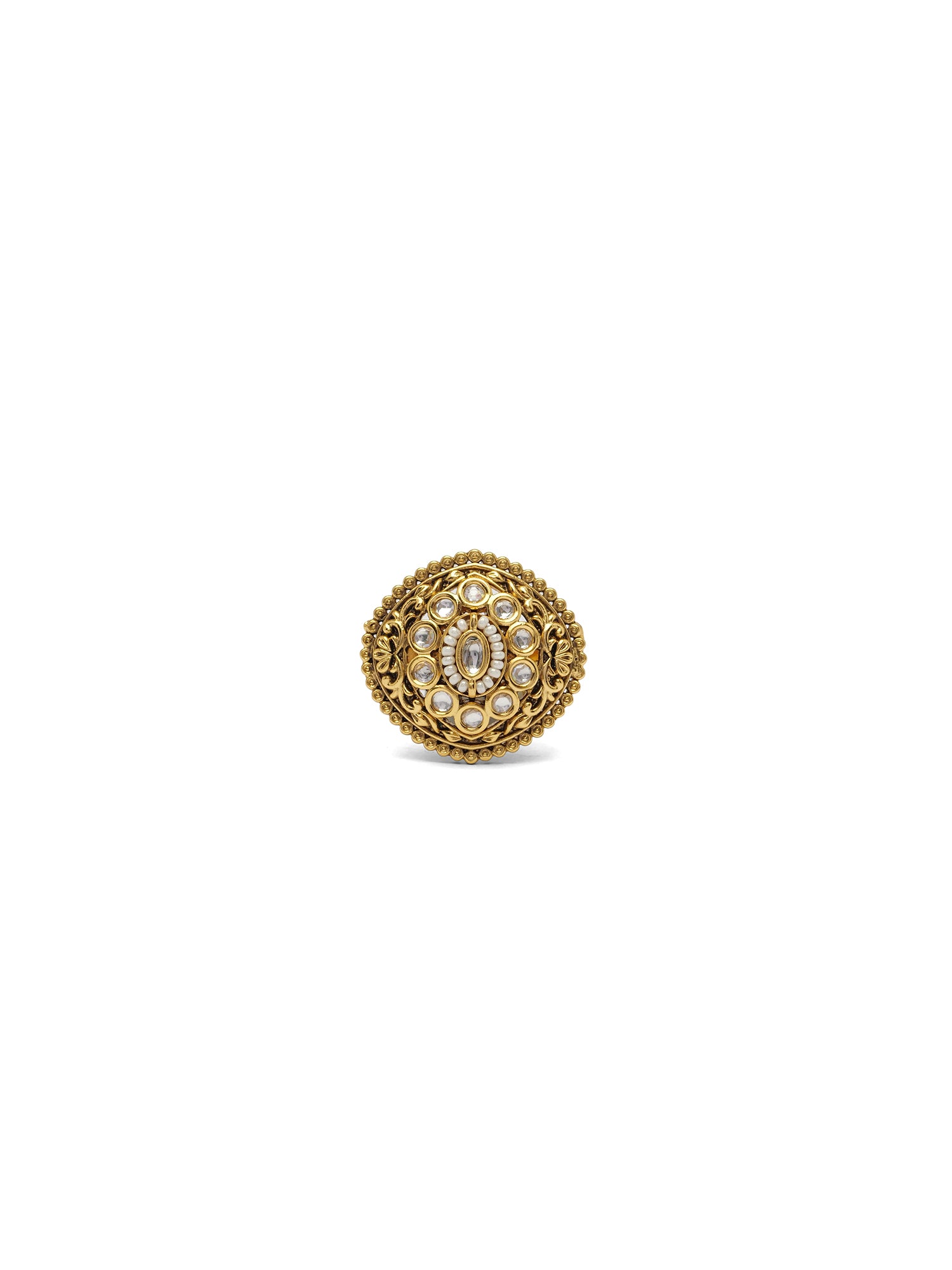 Navya Kundan Ring in White