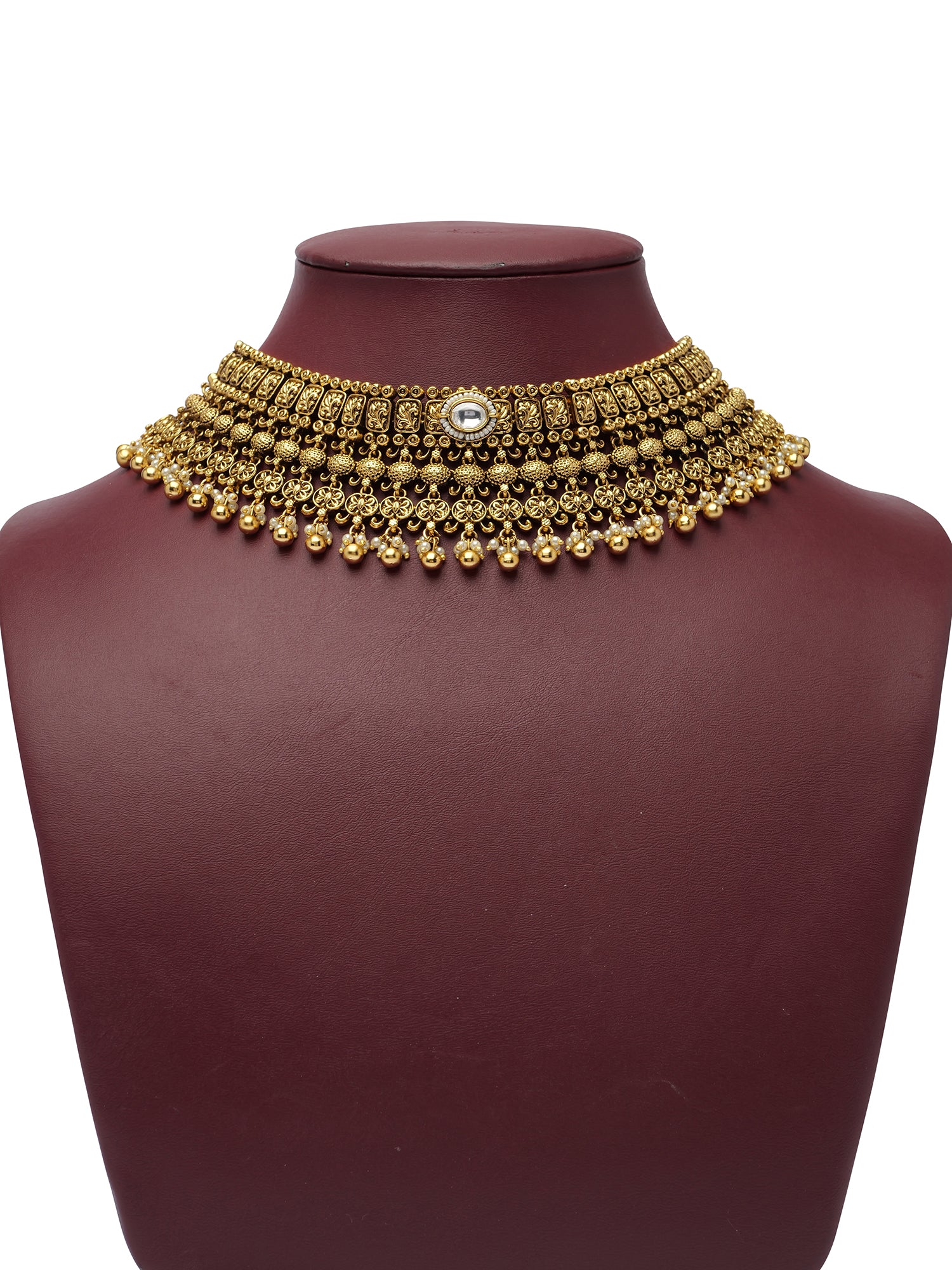 Nayani Kundan Necklace Set in White