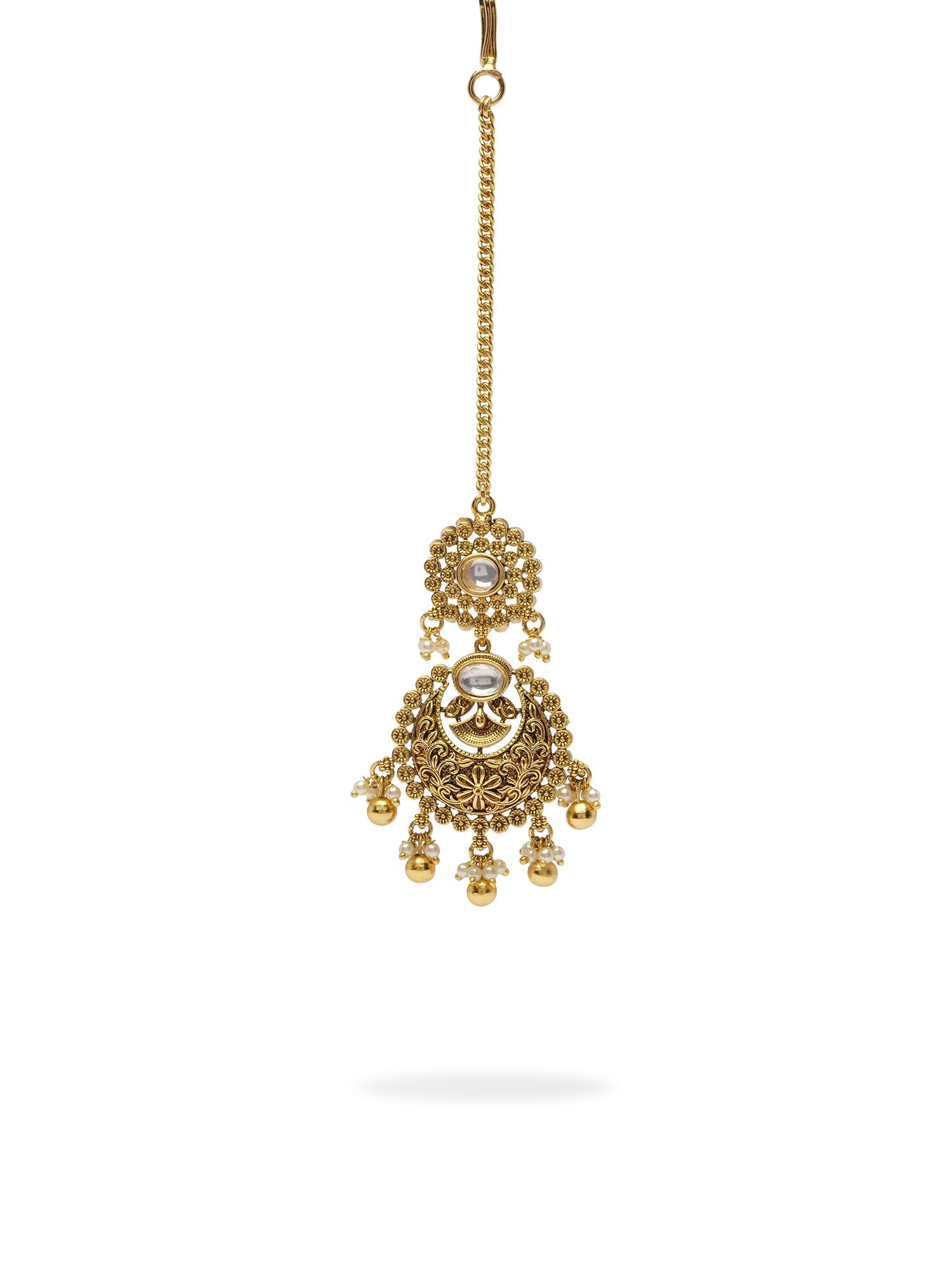 Nayani Kundan Necklace Set in White
