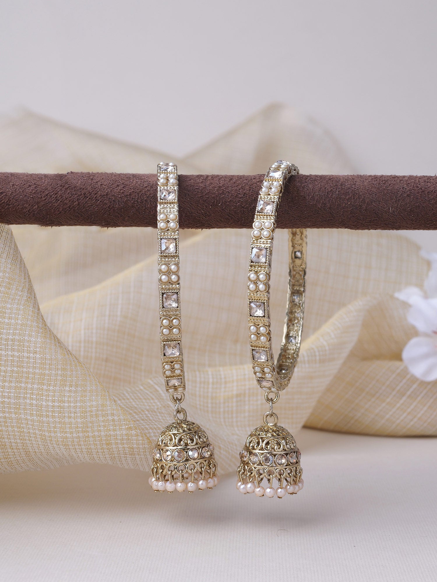 Nayara Jhumka Bangles in Champagne