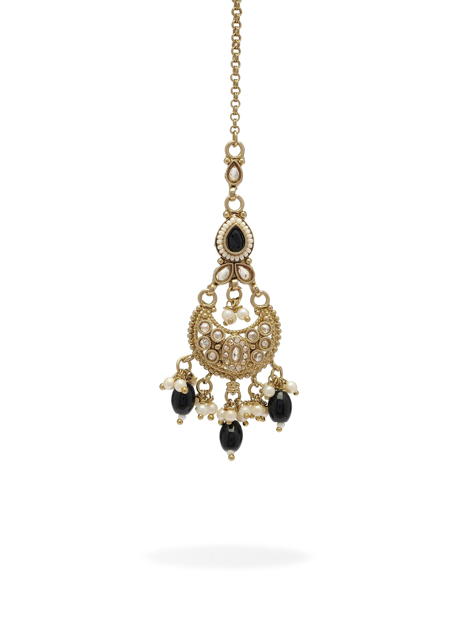 Nayla Pearl Maang Tikka in Black