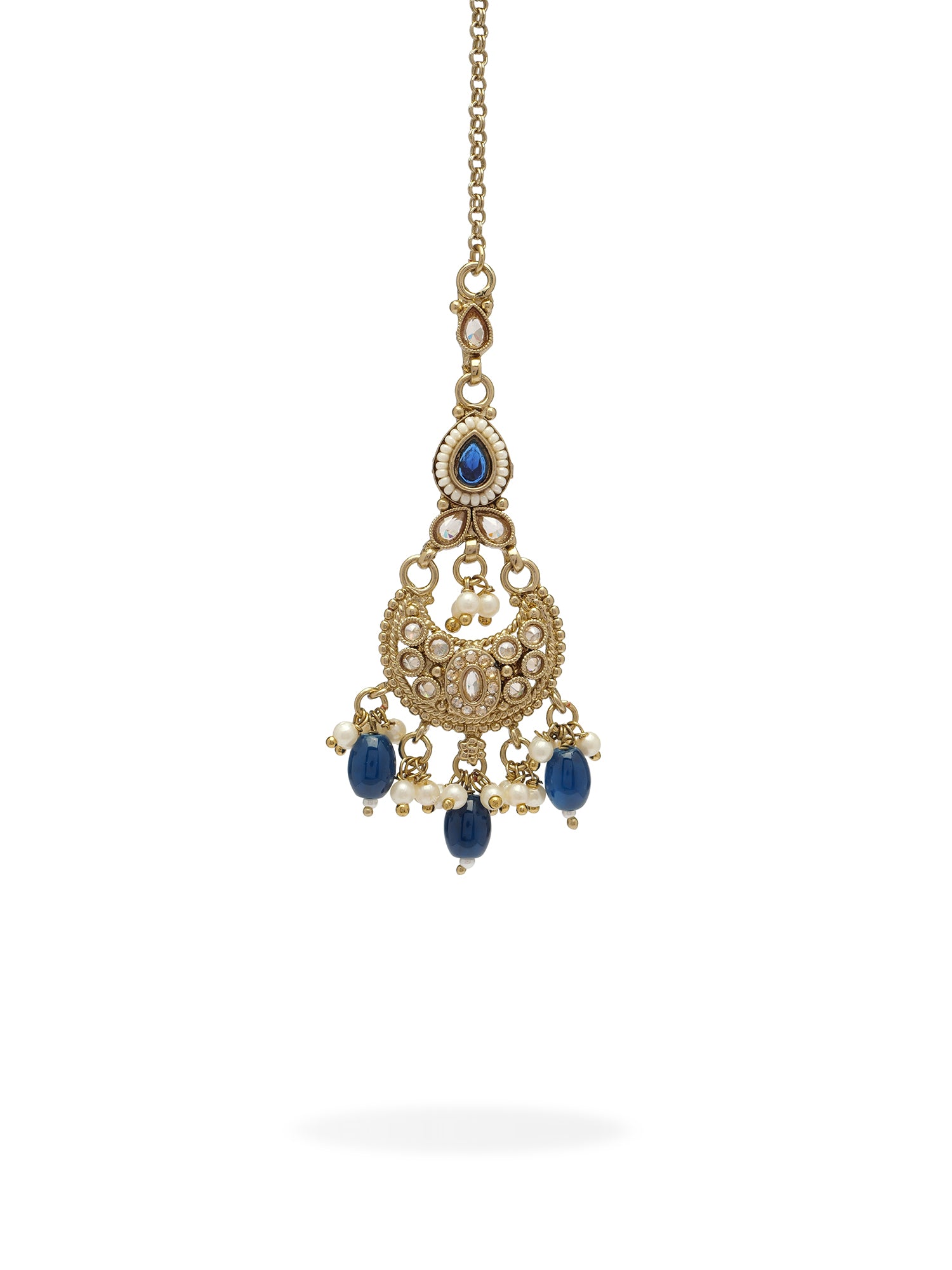 Nayla Pearl Maang Tikka in Blue