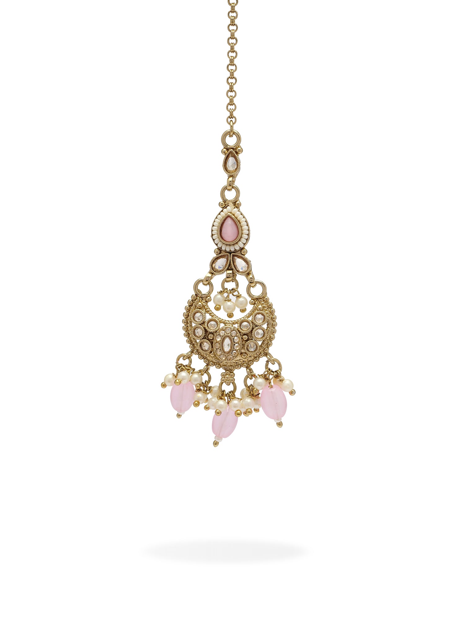 Nayla Pearl Maang Tikka in Pink