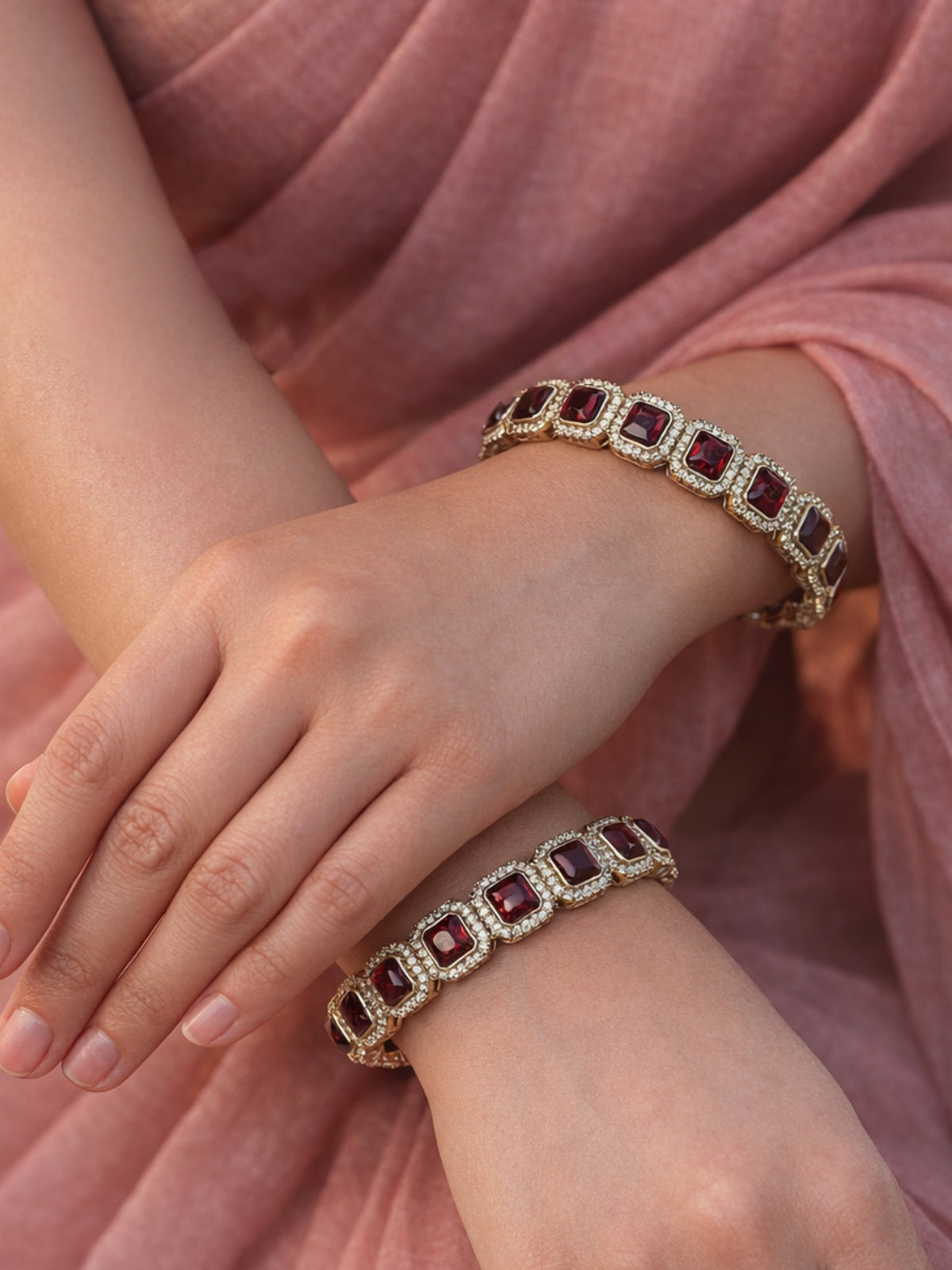 Nazaara Kada Bangles in Maroon 