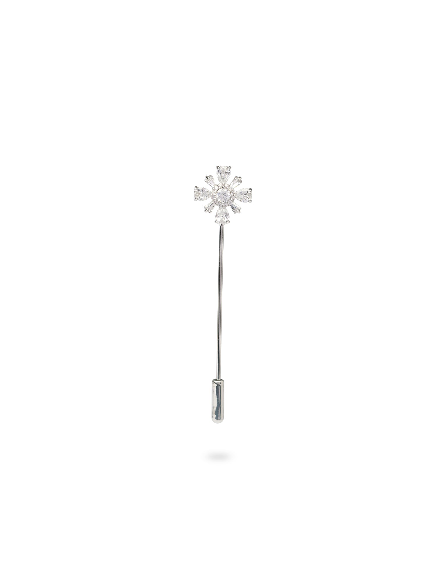 Nazira Scarf Pin in White and Rhodium