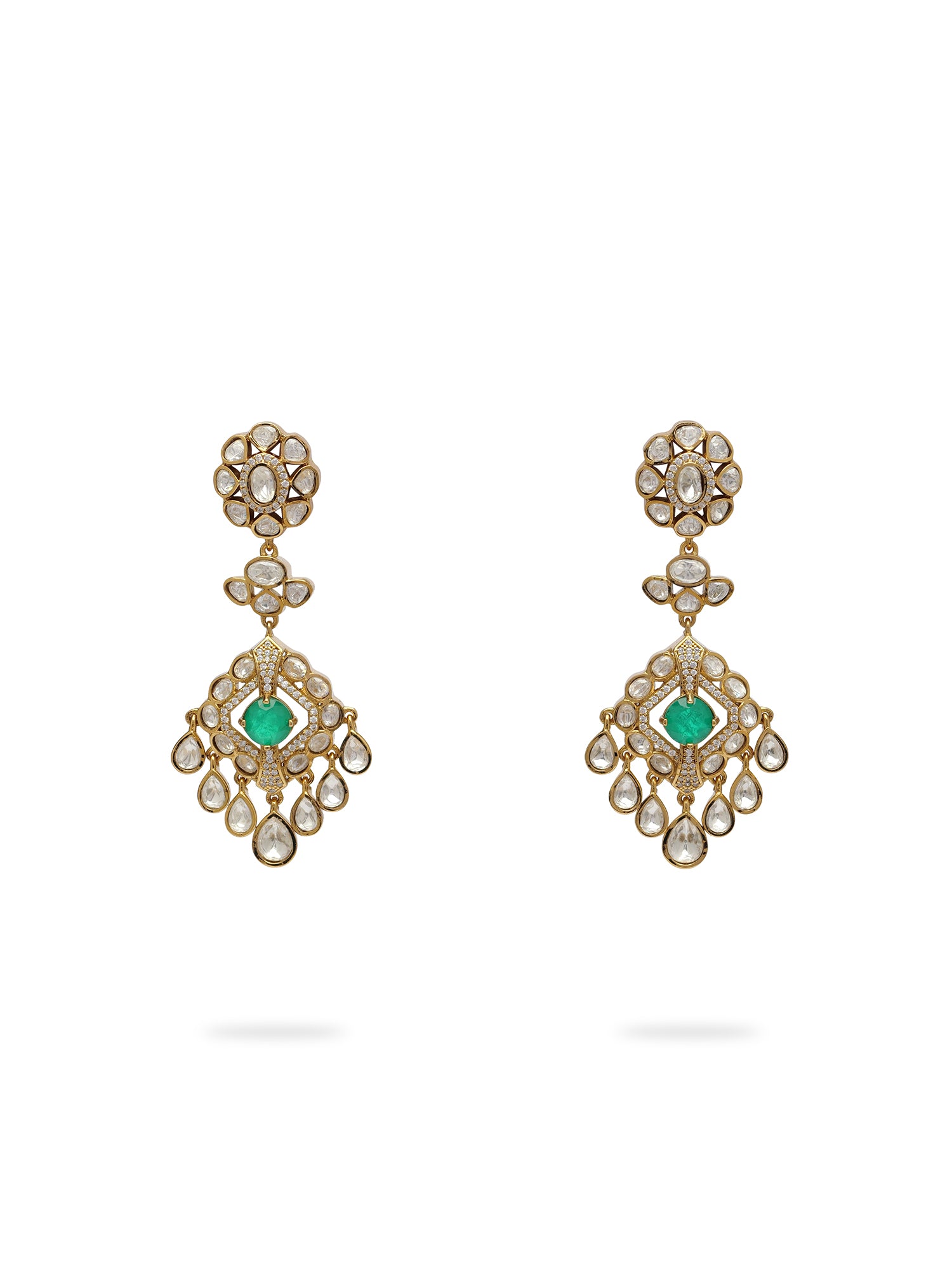 Nazneen Bridal Kundan Necklace Set in Green
