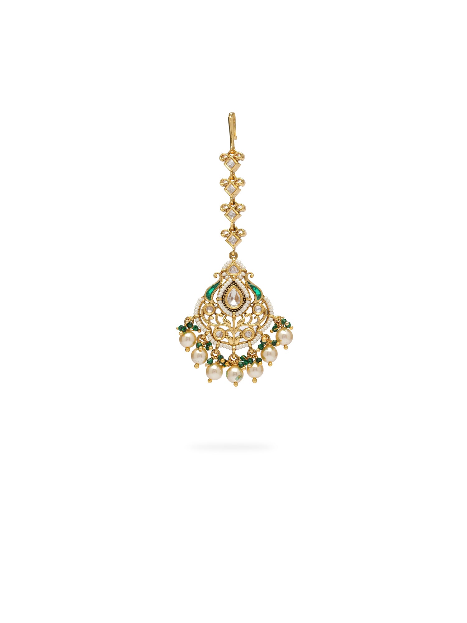 Nazrana Kundan Bridal Necklace Set in Green