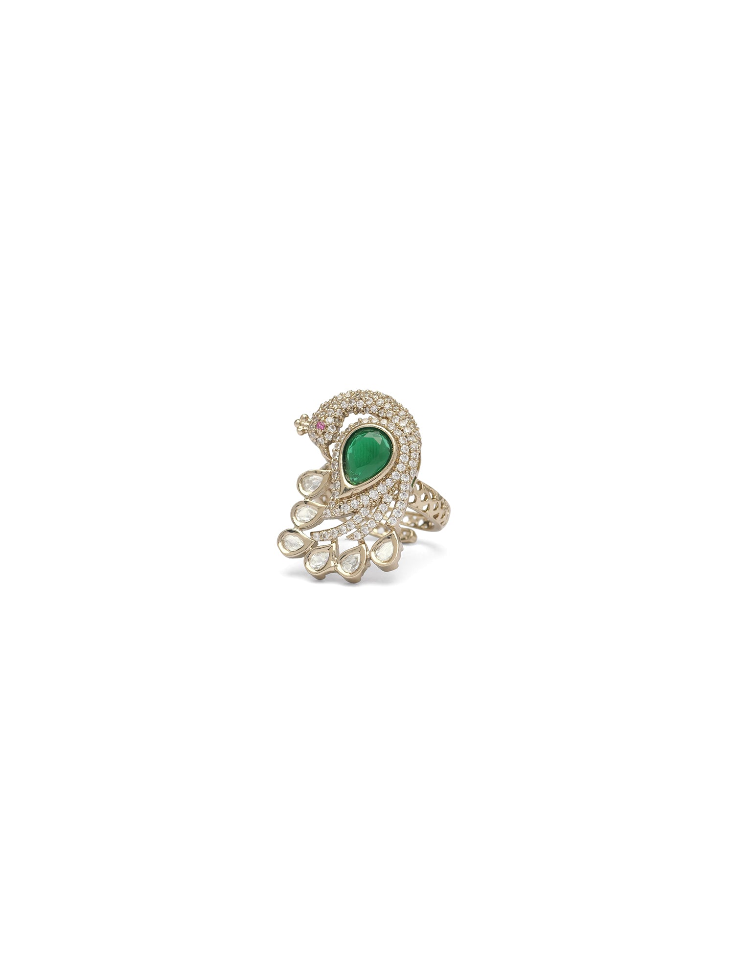 Neelmora Peacock Ring in Green
