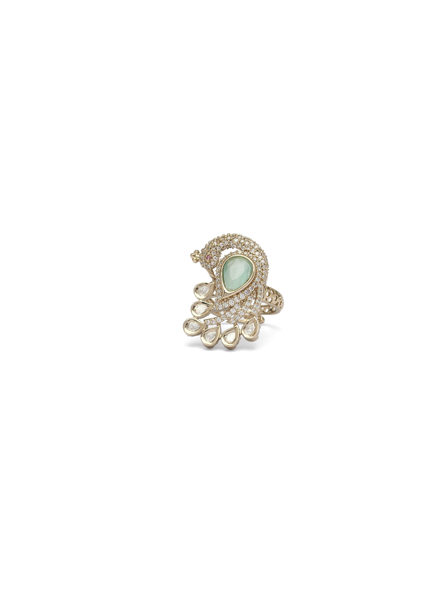 Neelmora Peacock Ring in Mint