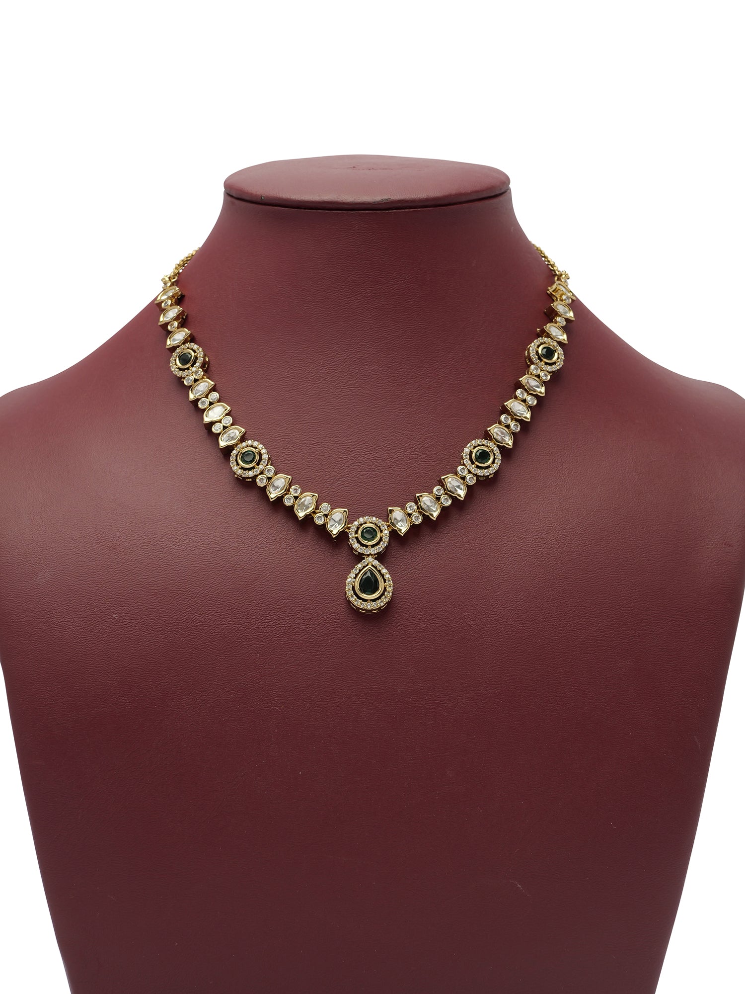 Neera Kundan Necklace Set in Green