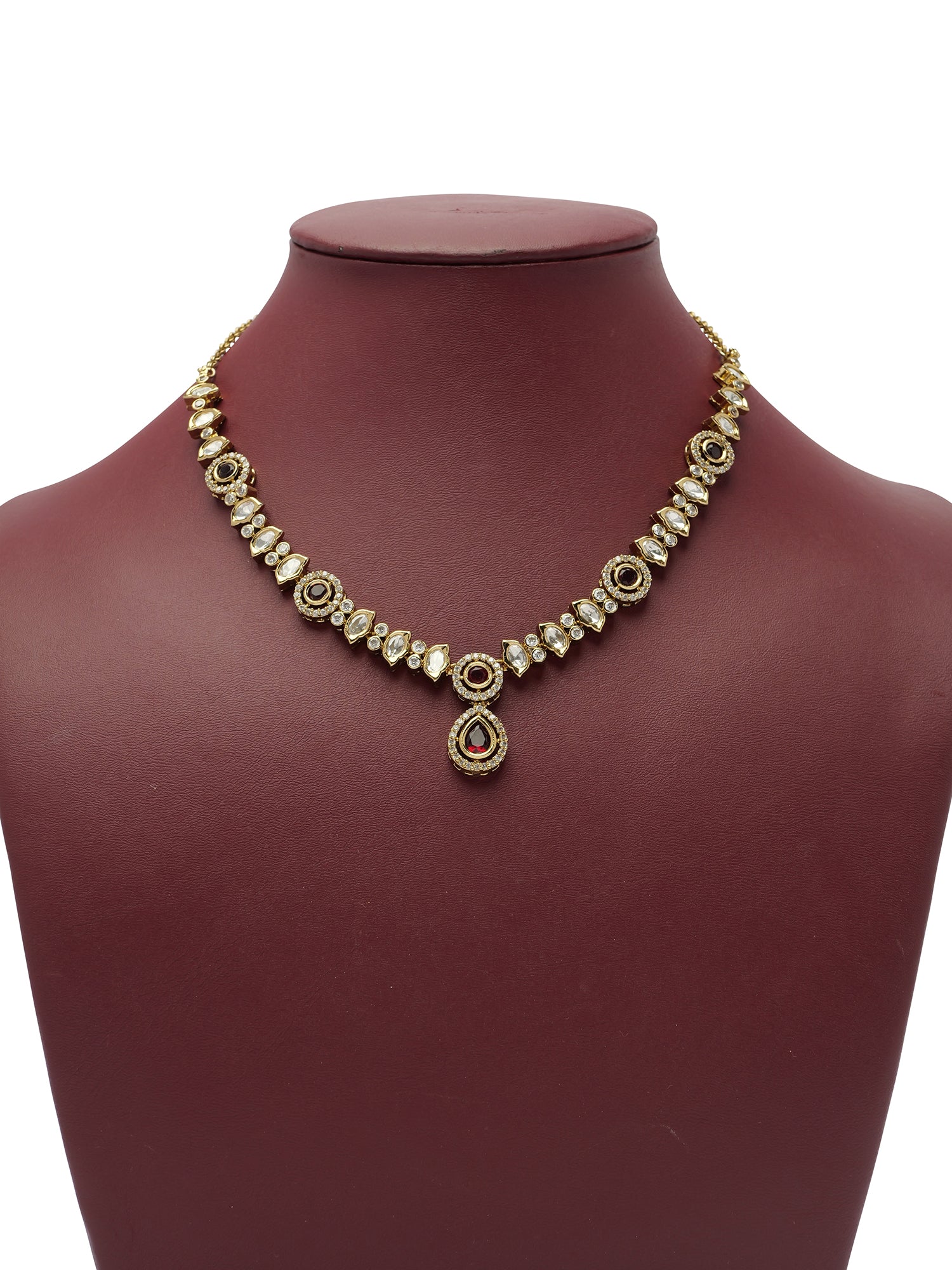 Neera Kundan Necklace Set in Maroon