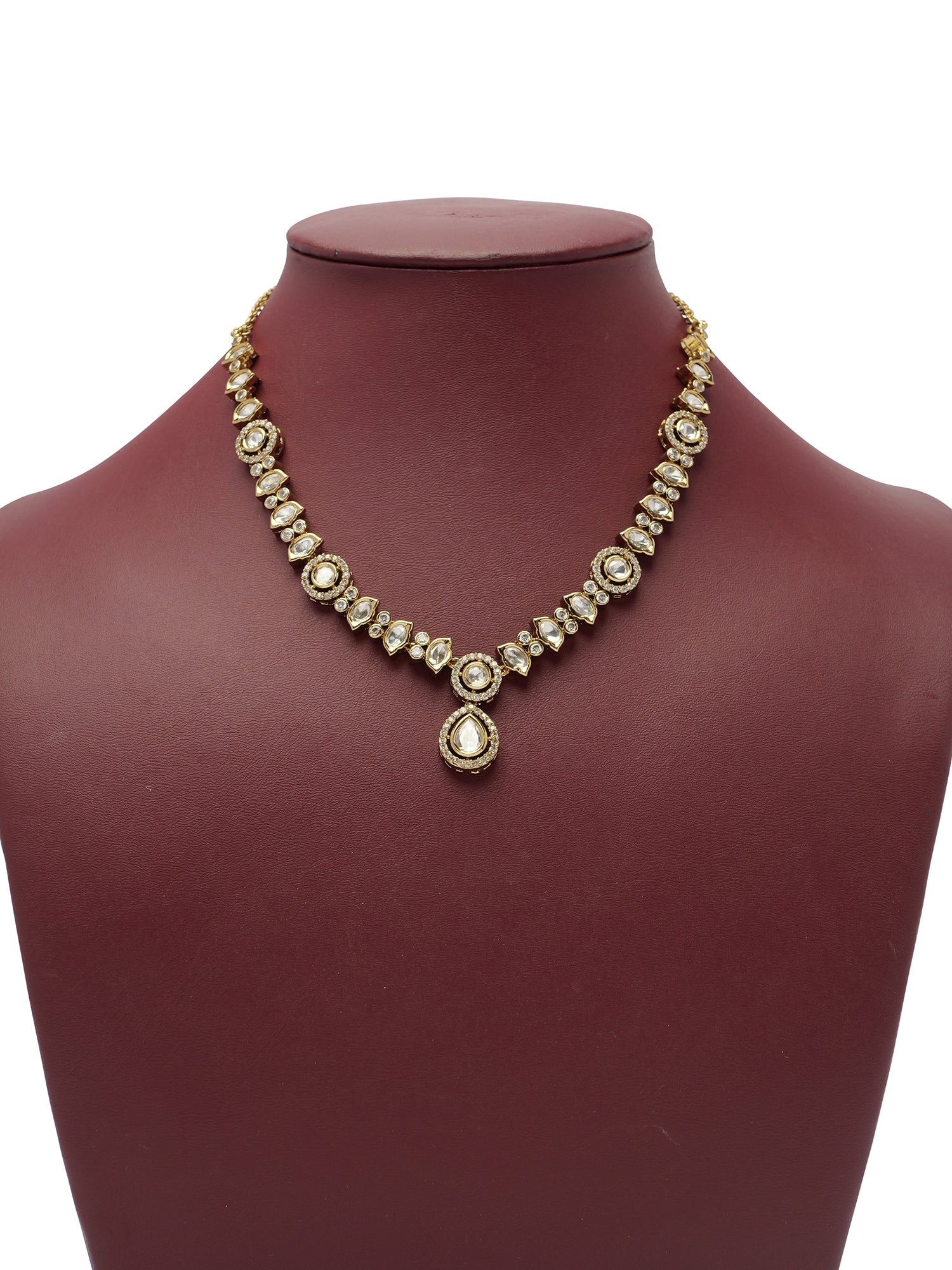 Neera Kundan Necklace Set in White