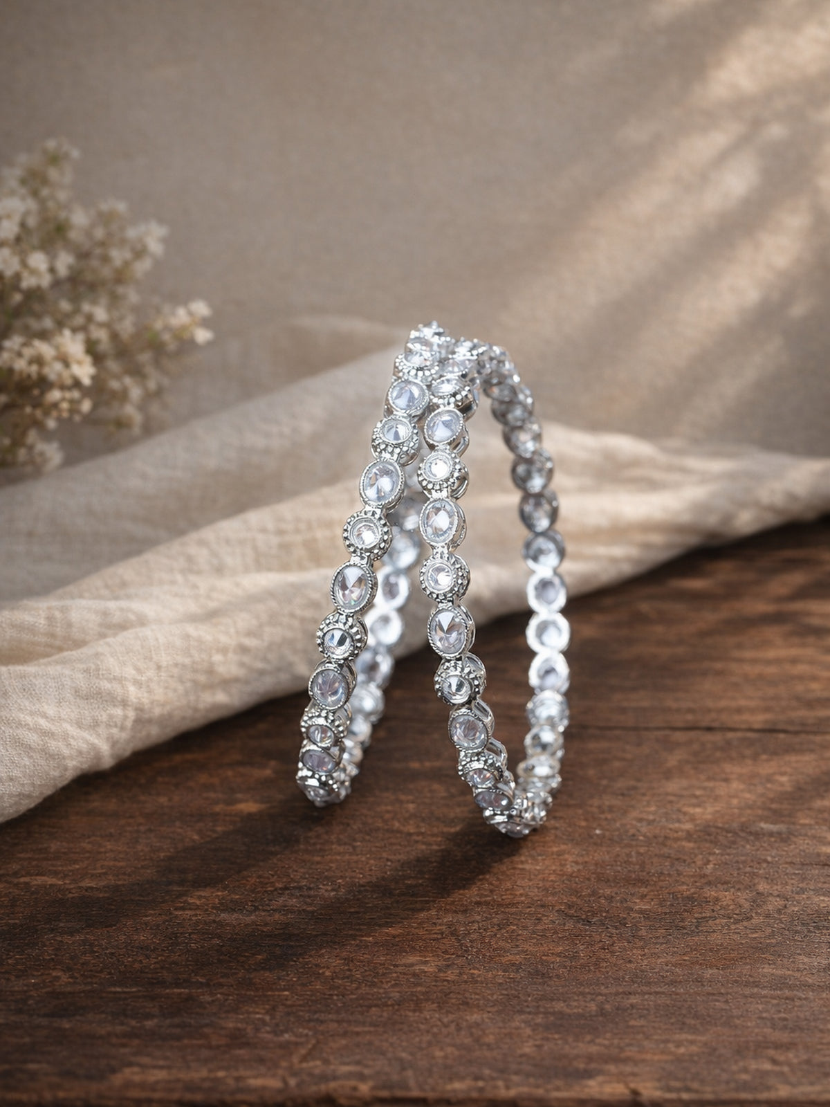 Neha Kada Bangles in Rhodium